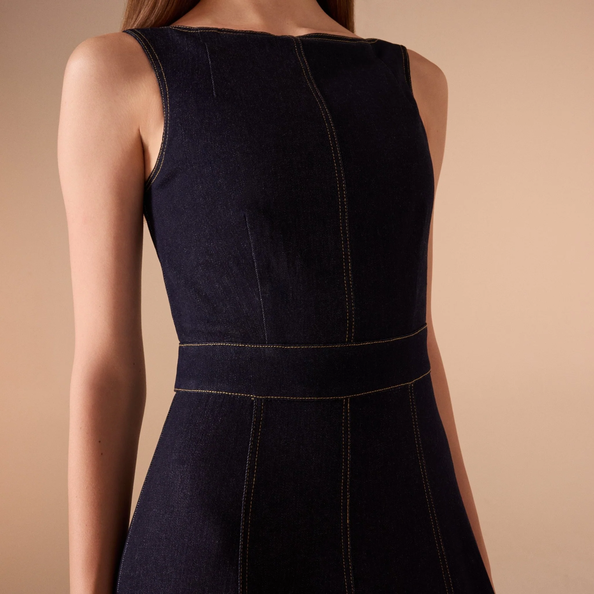 A-line Sleeveless Denim Midi Dress - Image 5