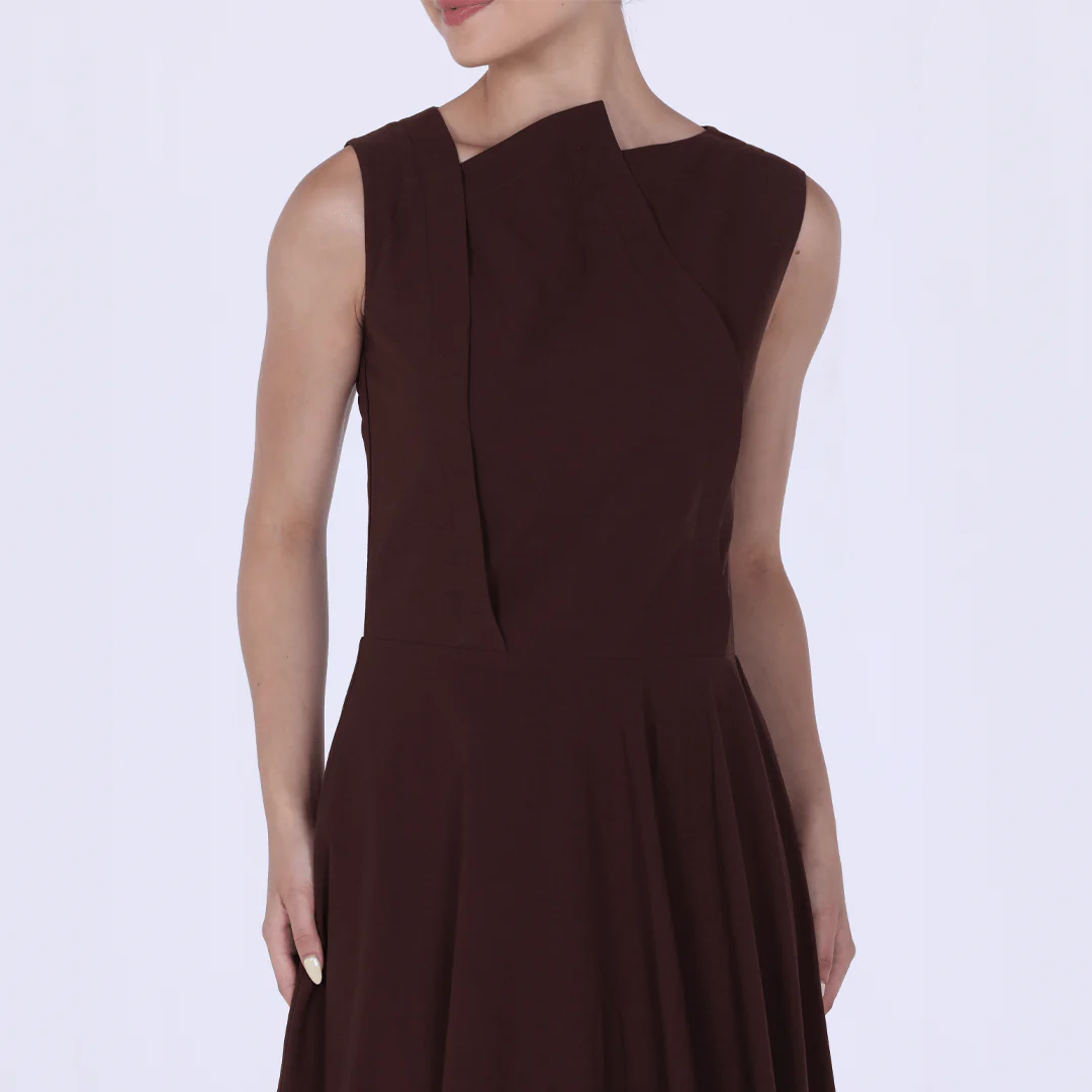 Asymmetric Hem Draped Midi Dress - Image 9