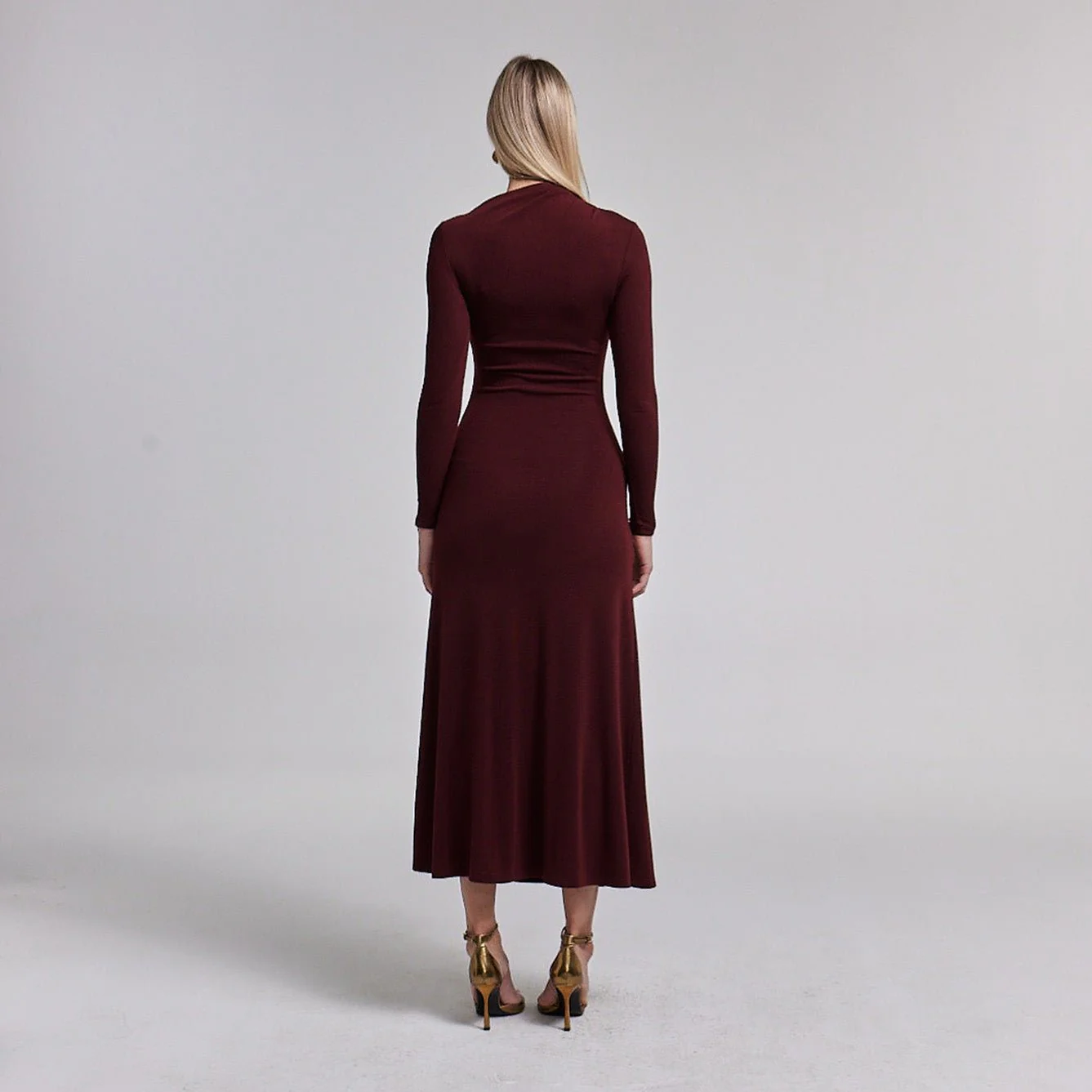 Asymmetric Neck Bodycon Maxi Dress - Image 4