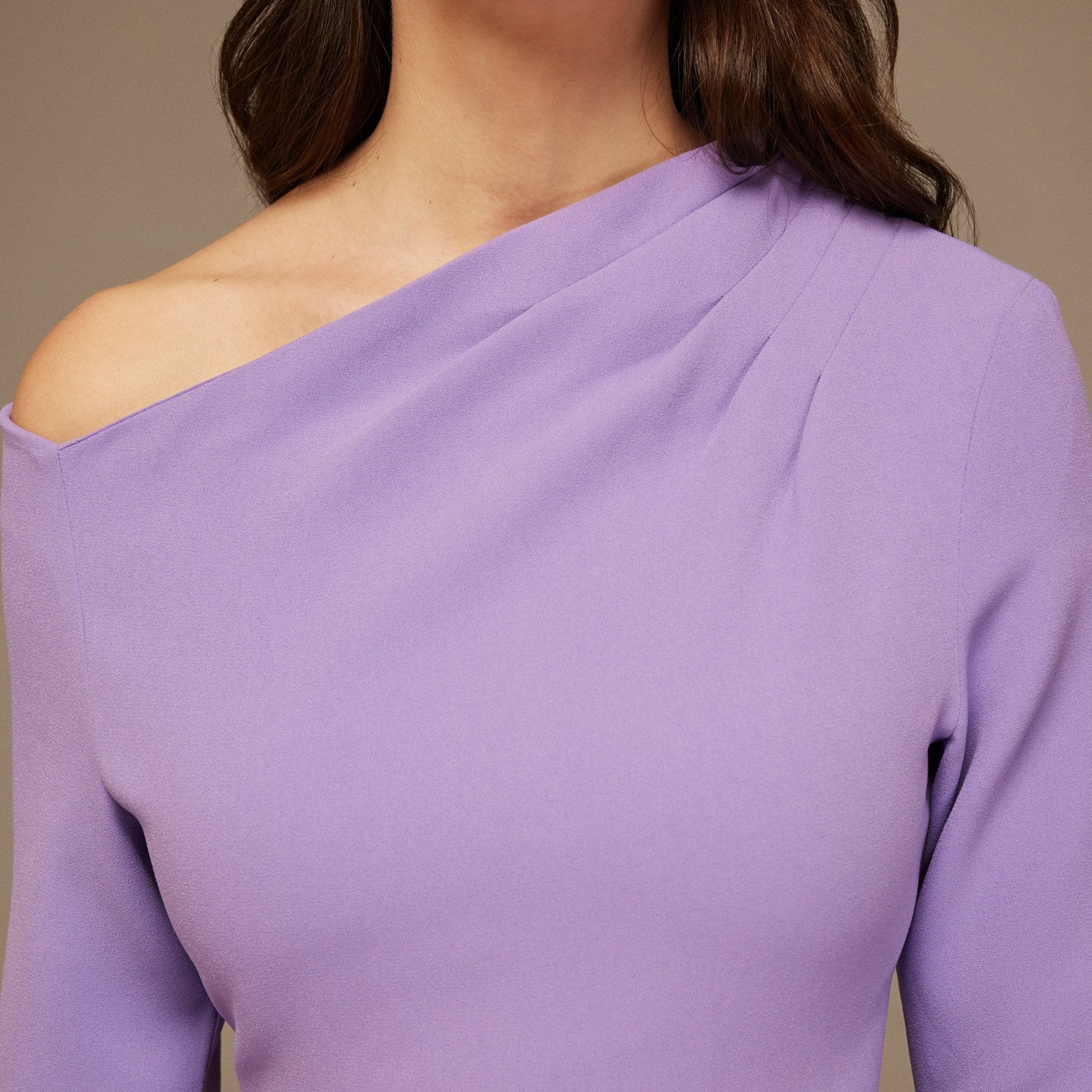 Purple Asymmetric Neck Flared Long Sleeve - Image 3
