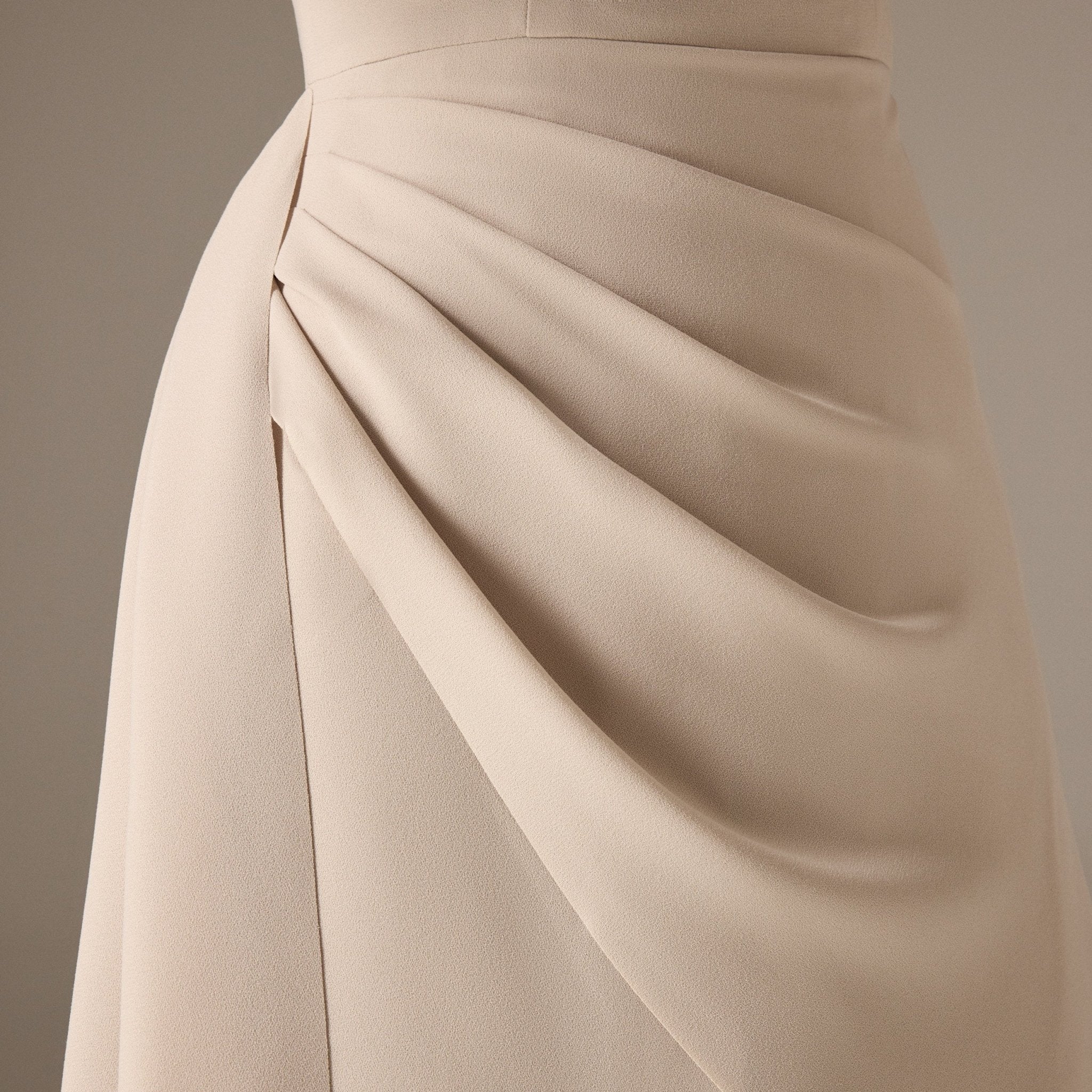 Asymmetric Neck Angel Sleeve Midi Dress - Image 3