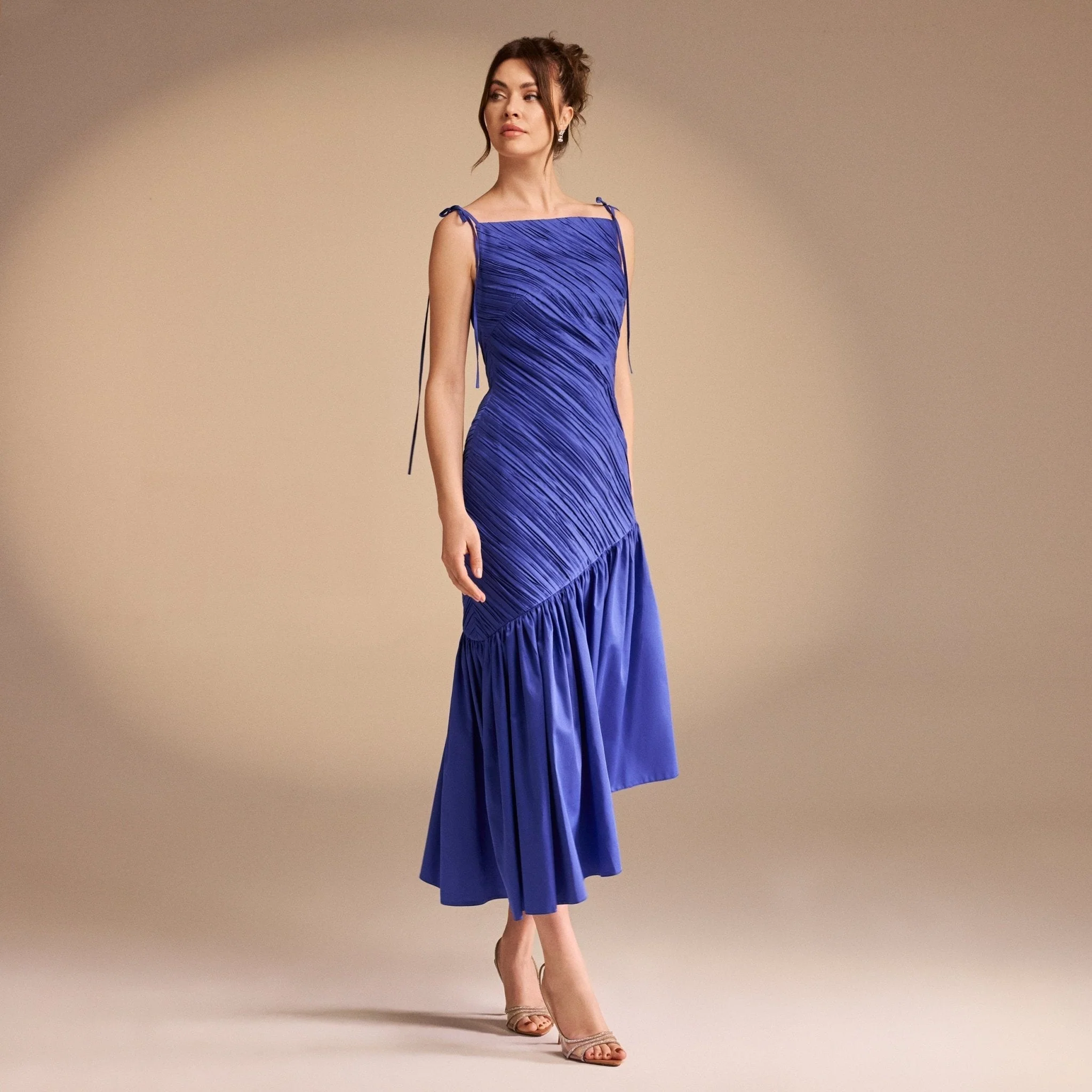Asymmetric Ruffled Poplin Midi Dress - Image 13