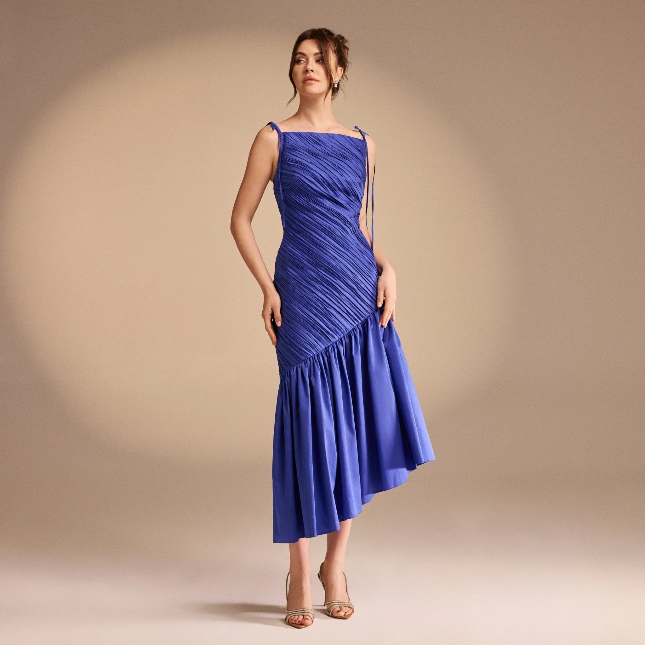 Asymmetric Ruffled Poplin Midi Dress - Image 15