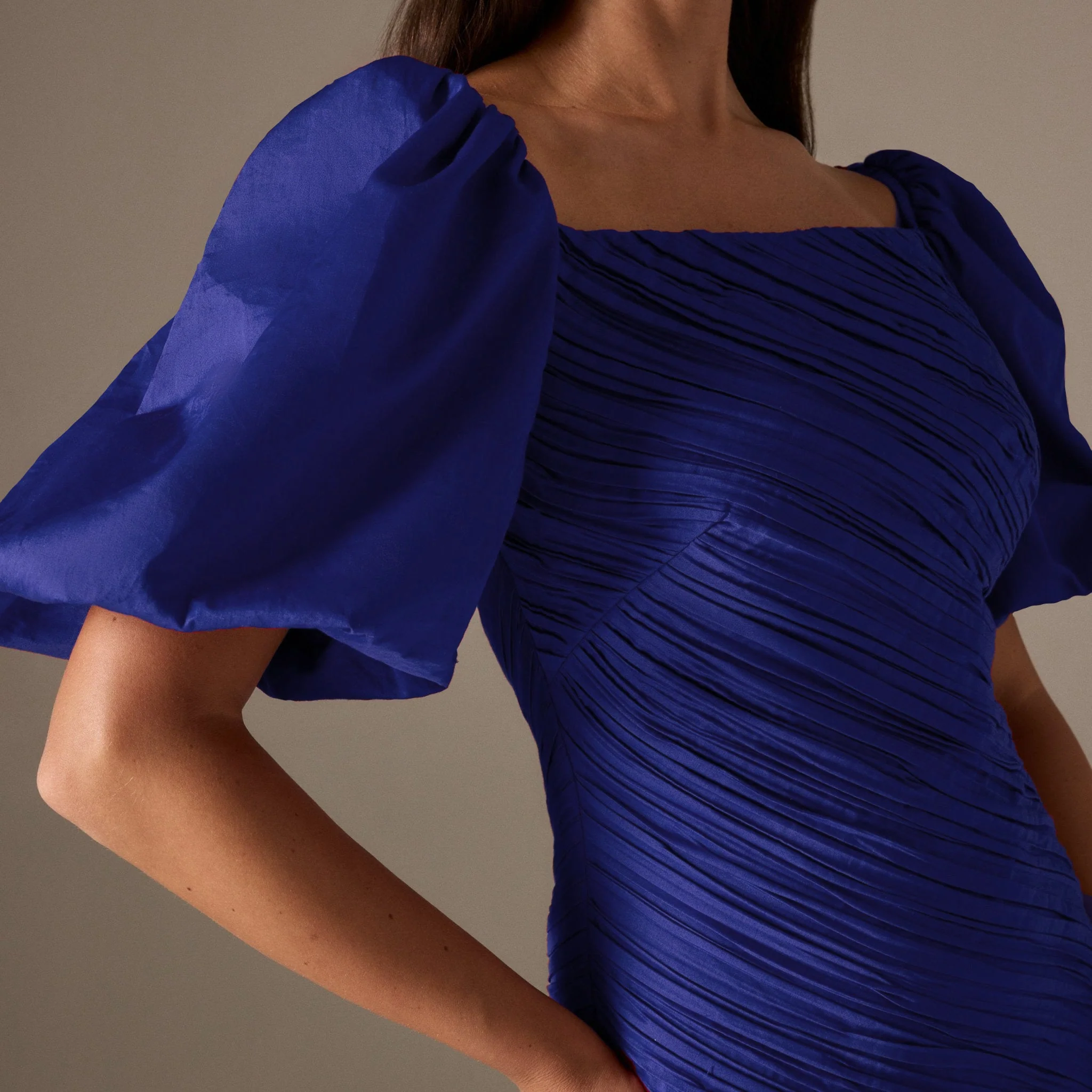 Blue Asymmetric ruffled Poplin Midi dress - Image 2