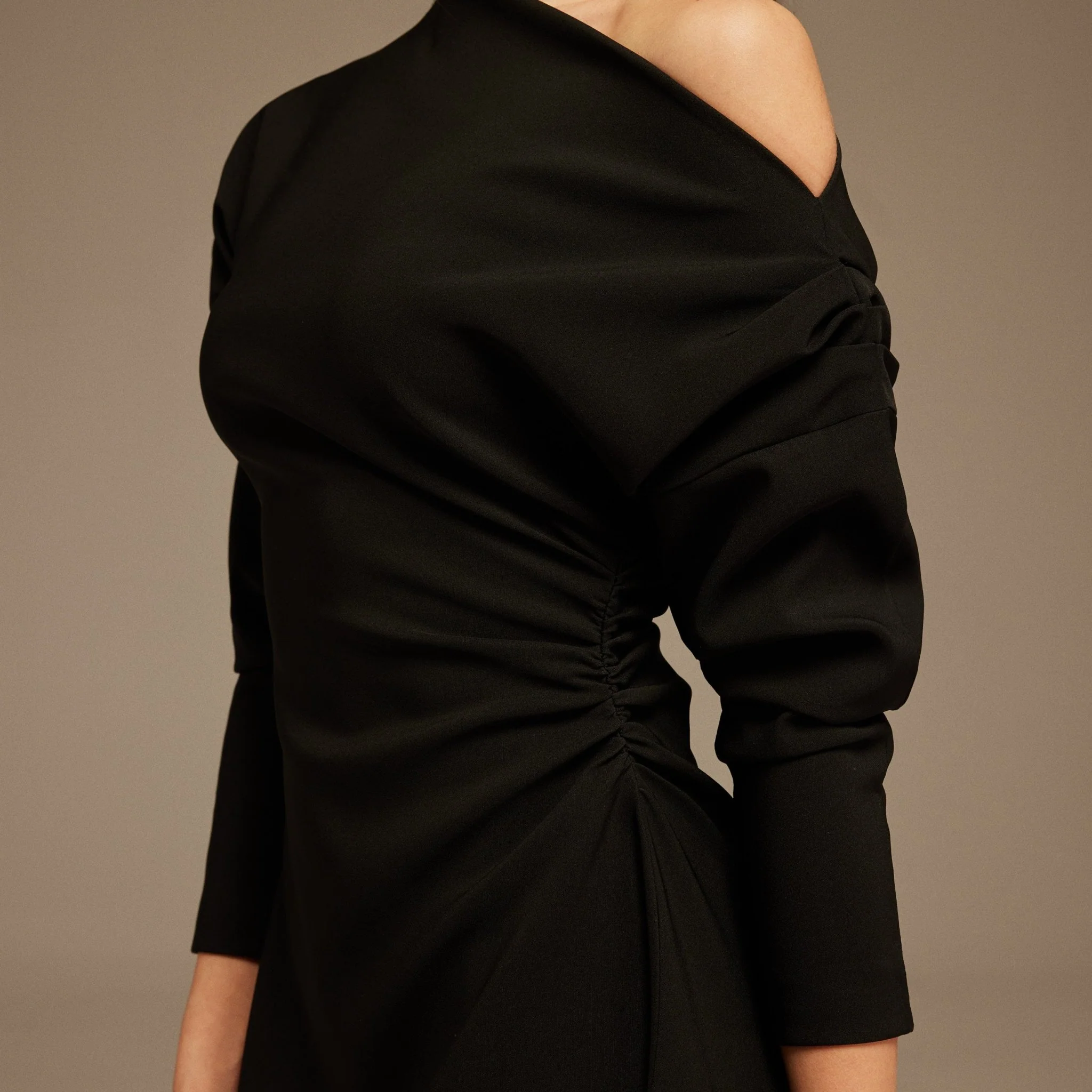 Black Asymmetrical One-Shoulder Maxi Dress - Image 3