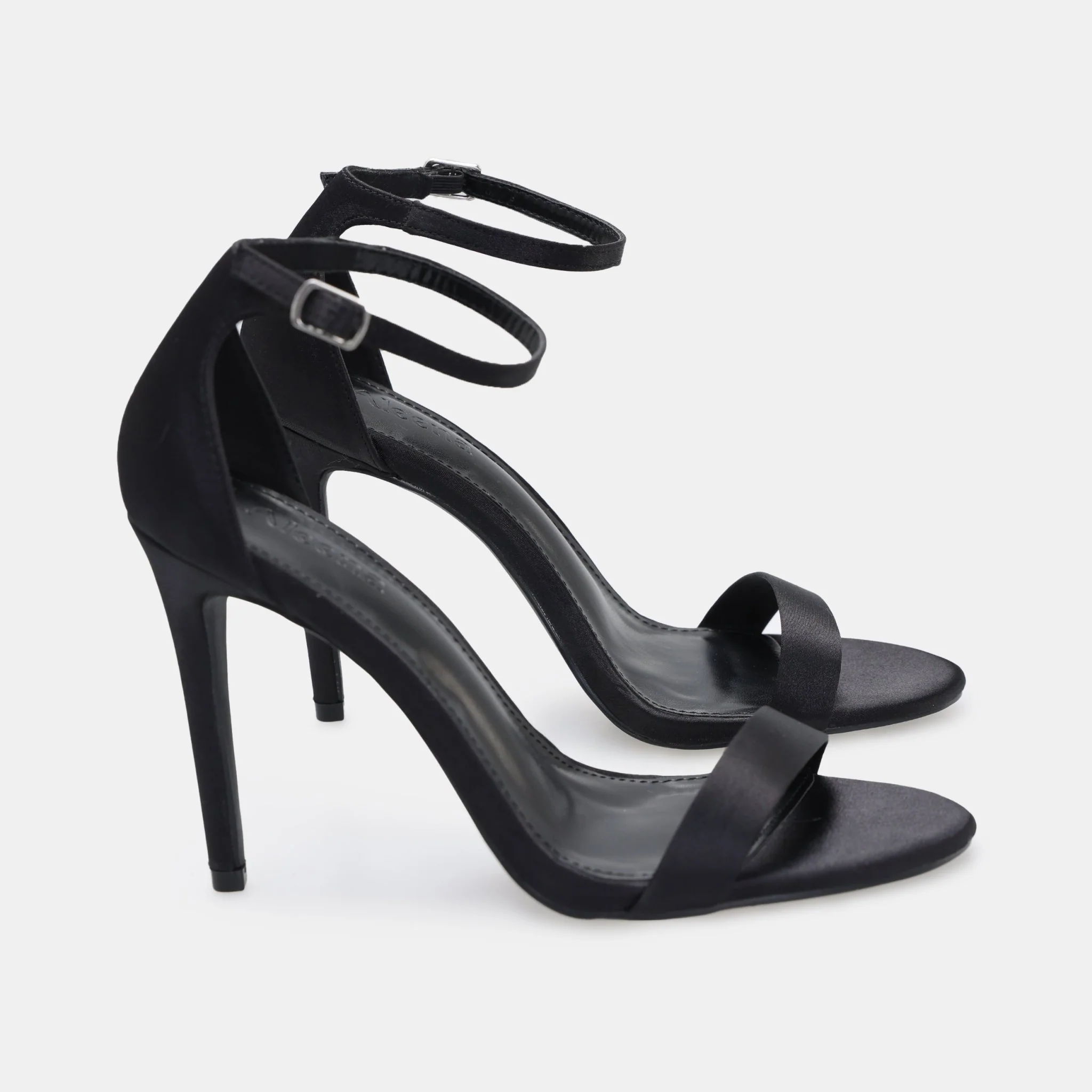 Black Satin High Heel Sandals - Image 4
