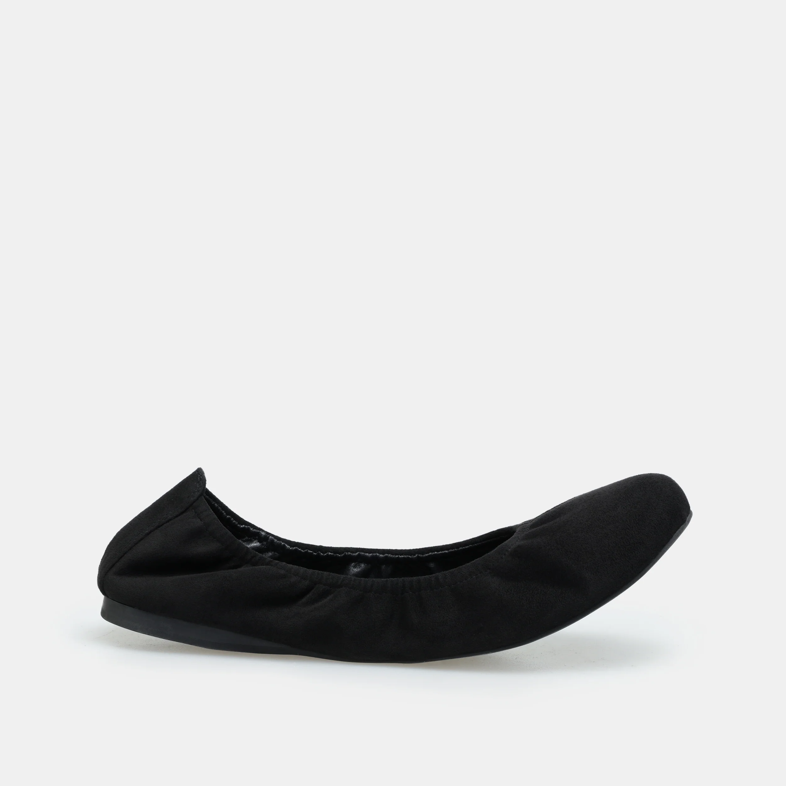 Black Suede Elastic Ballet Flats - Image 3