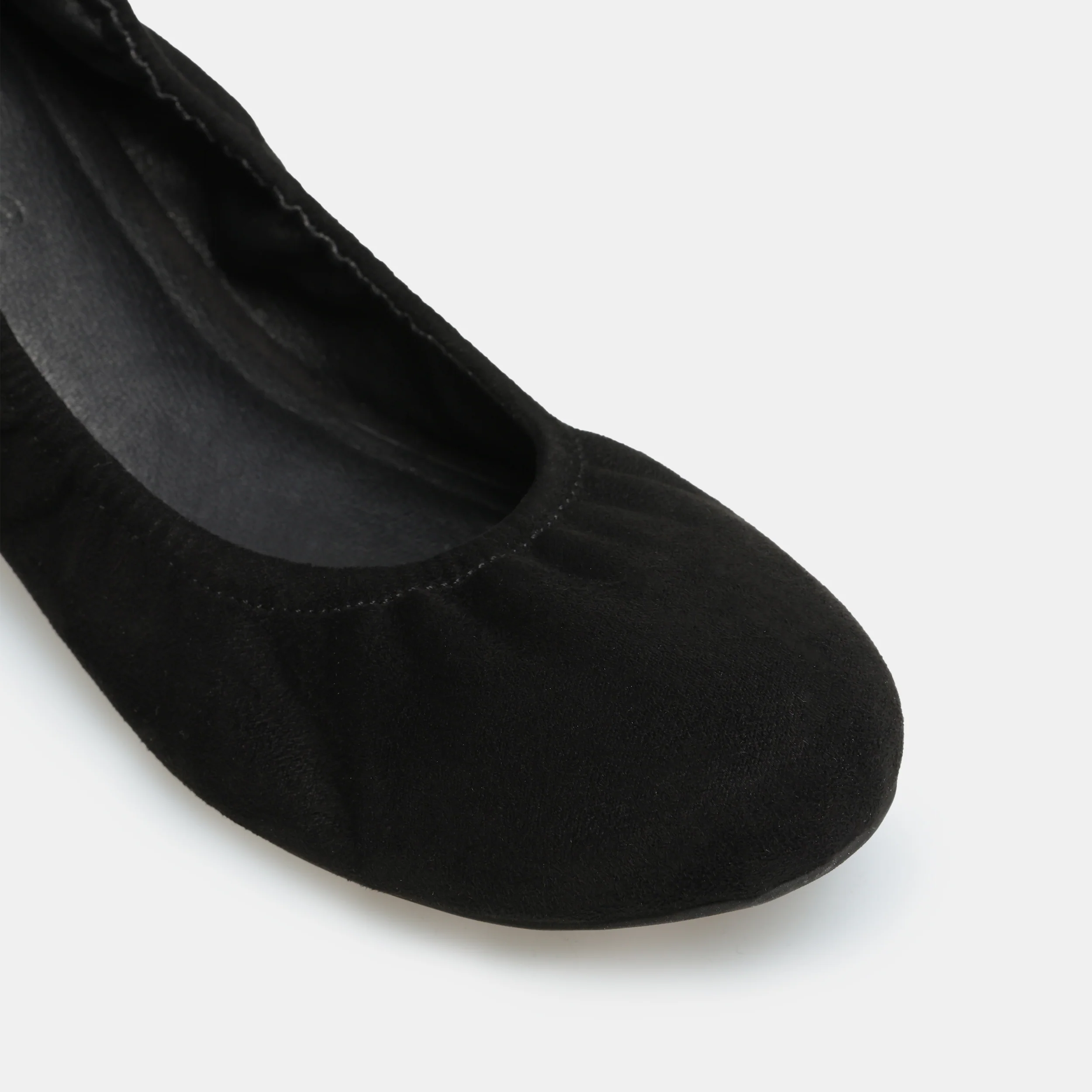 Black Suede Elastic Ballet Flats - Image 4