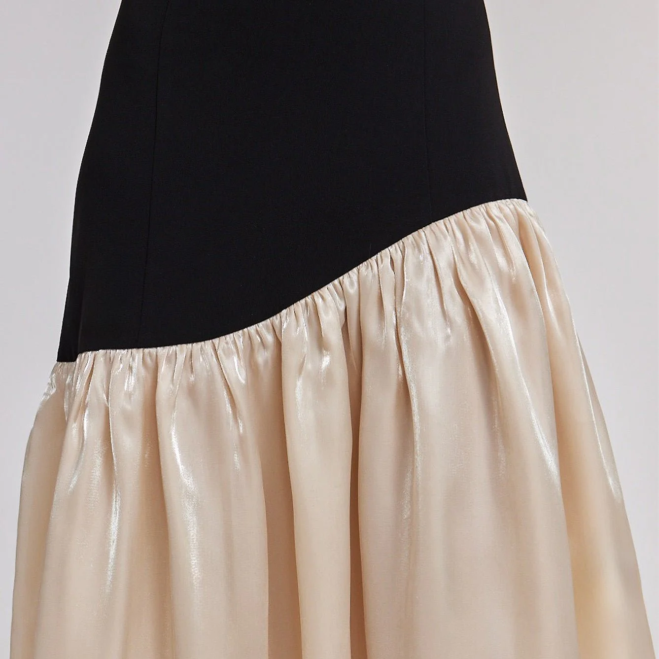 Black Crepe Dress with Organza Ruffles - Image 3