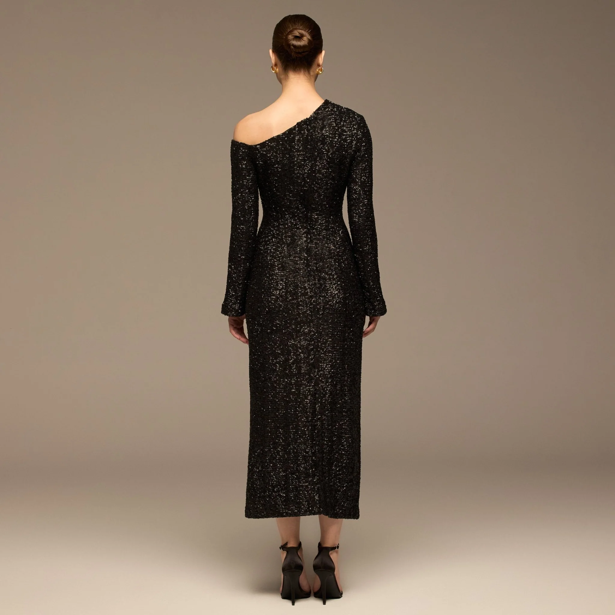 Black Long-Sleeve Sequin Maxi Dress - Image 5