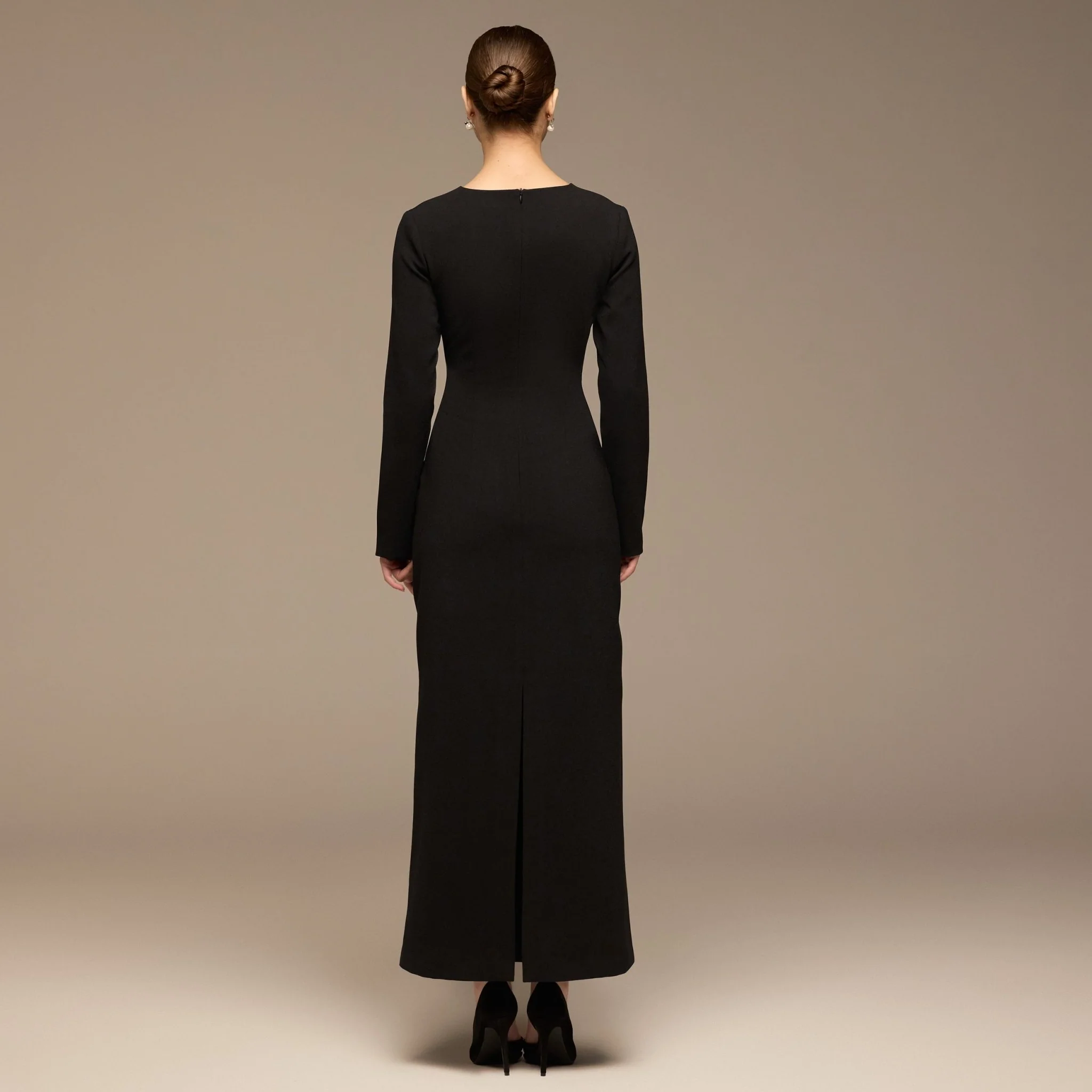 Black Sequined Crepe Maxi Dress - Image 4