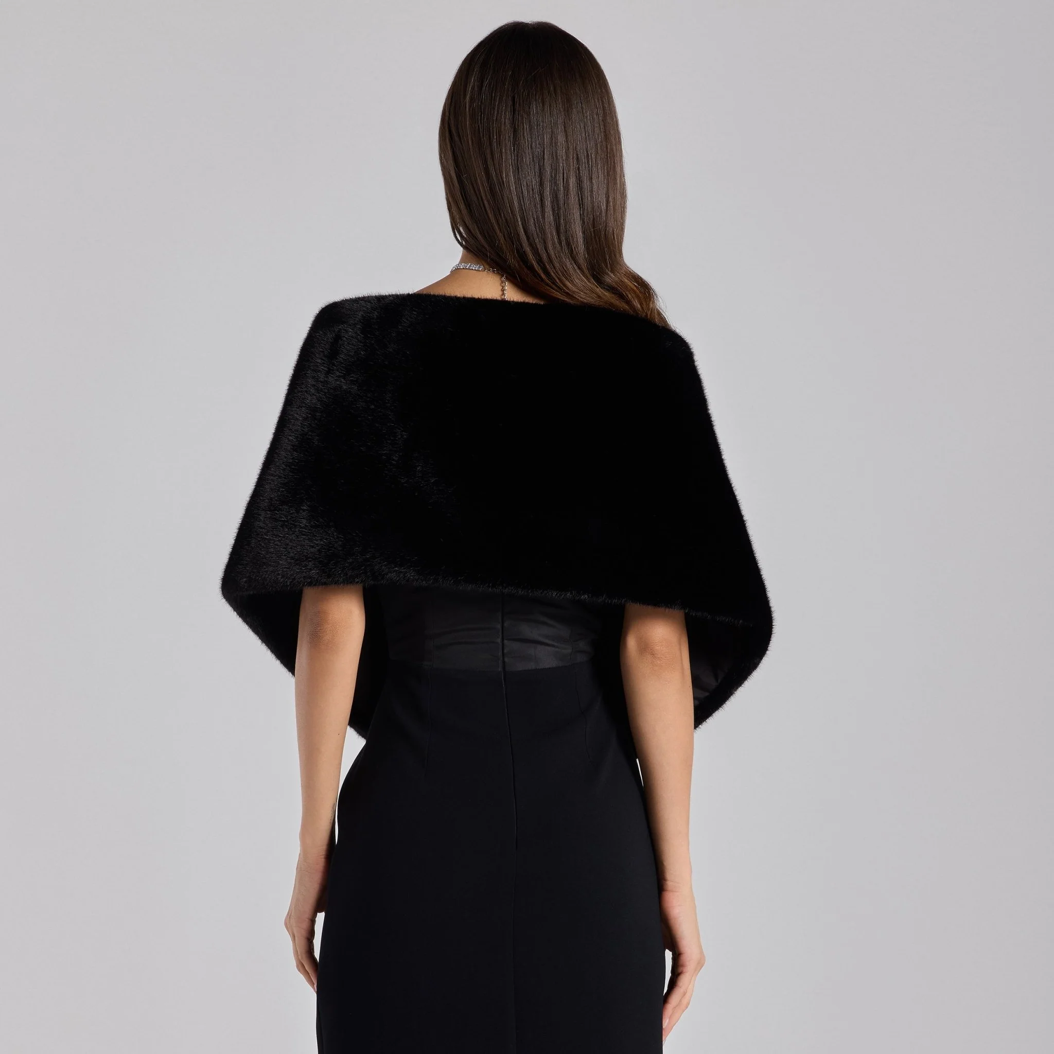 Black Faux Mink Fur Shawl - Image 6
