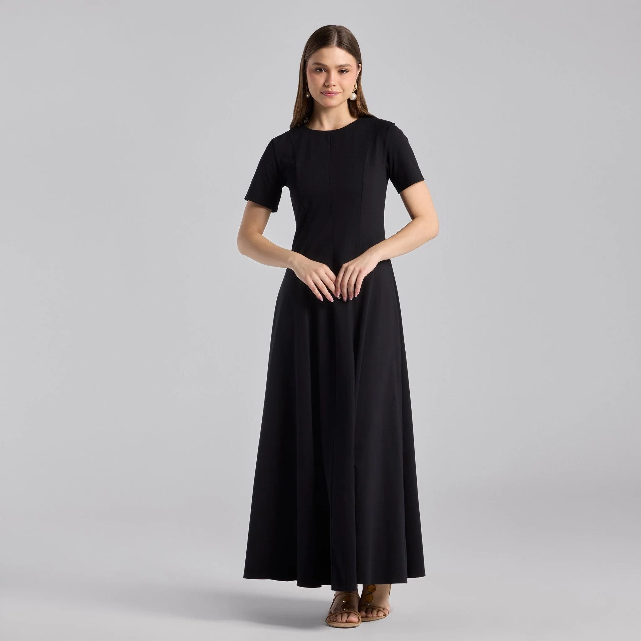 Black Cotton Blend Under Abaya Dress