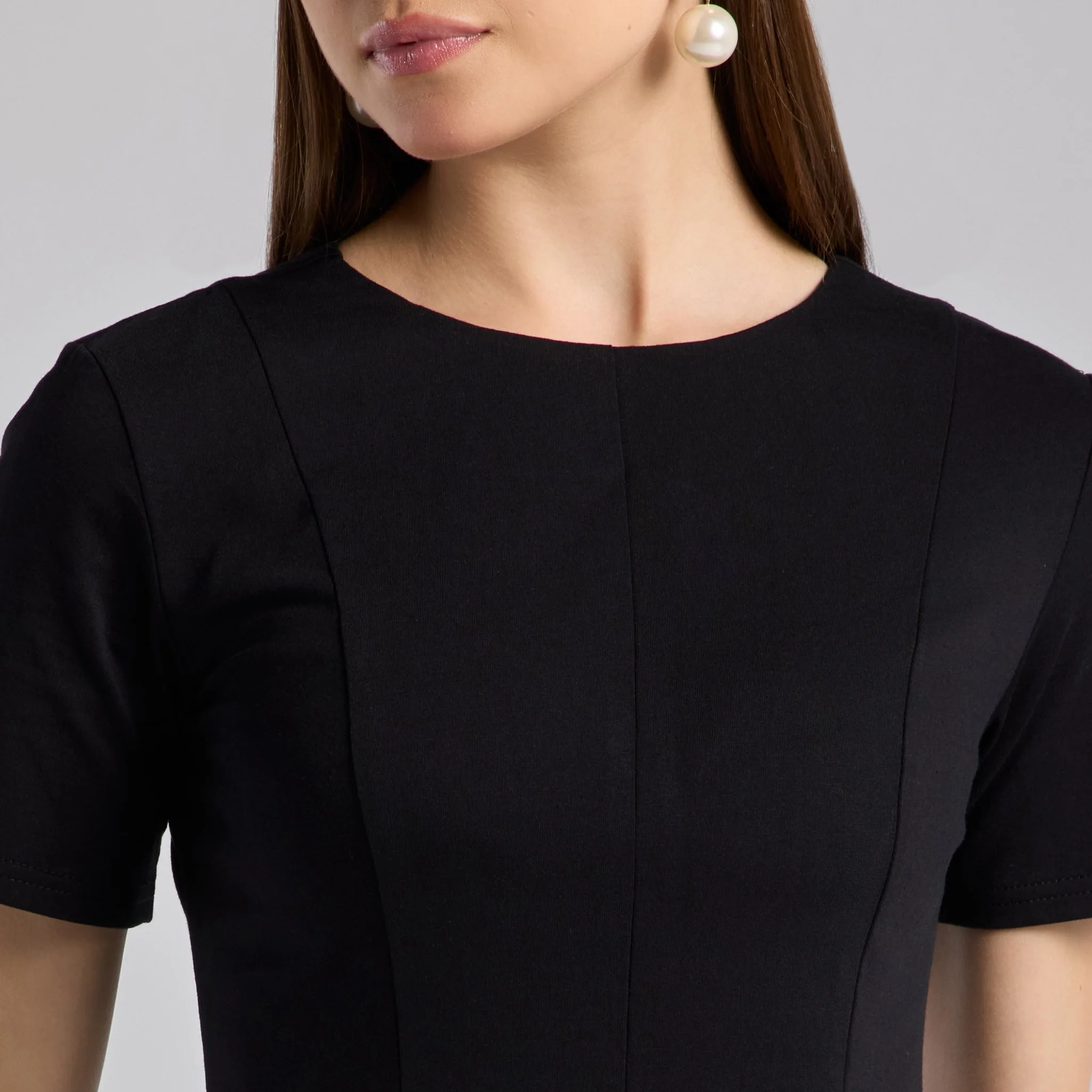 Black Cotton Blend Under Abaya Dress - Image 3