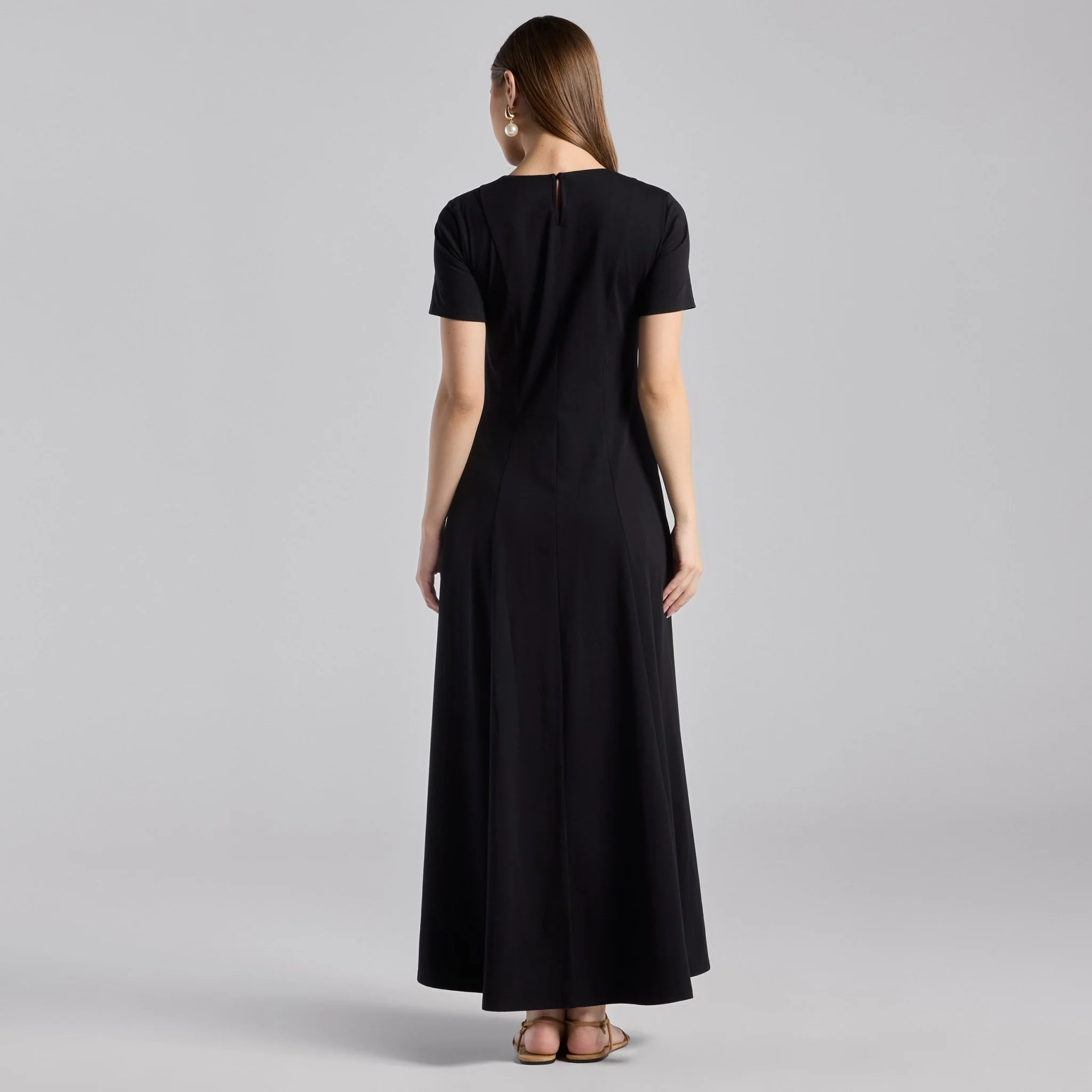 Black Cotton Blend Under Abaya Dress - Image 4