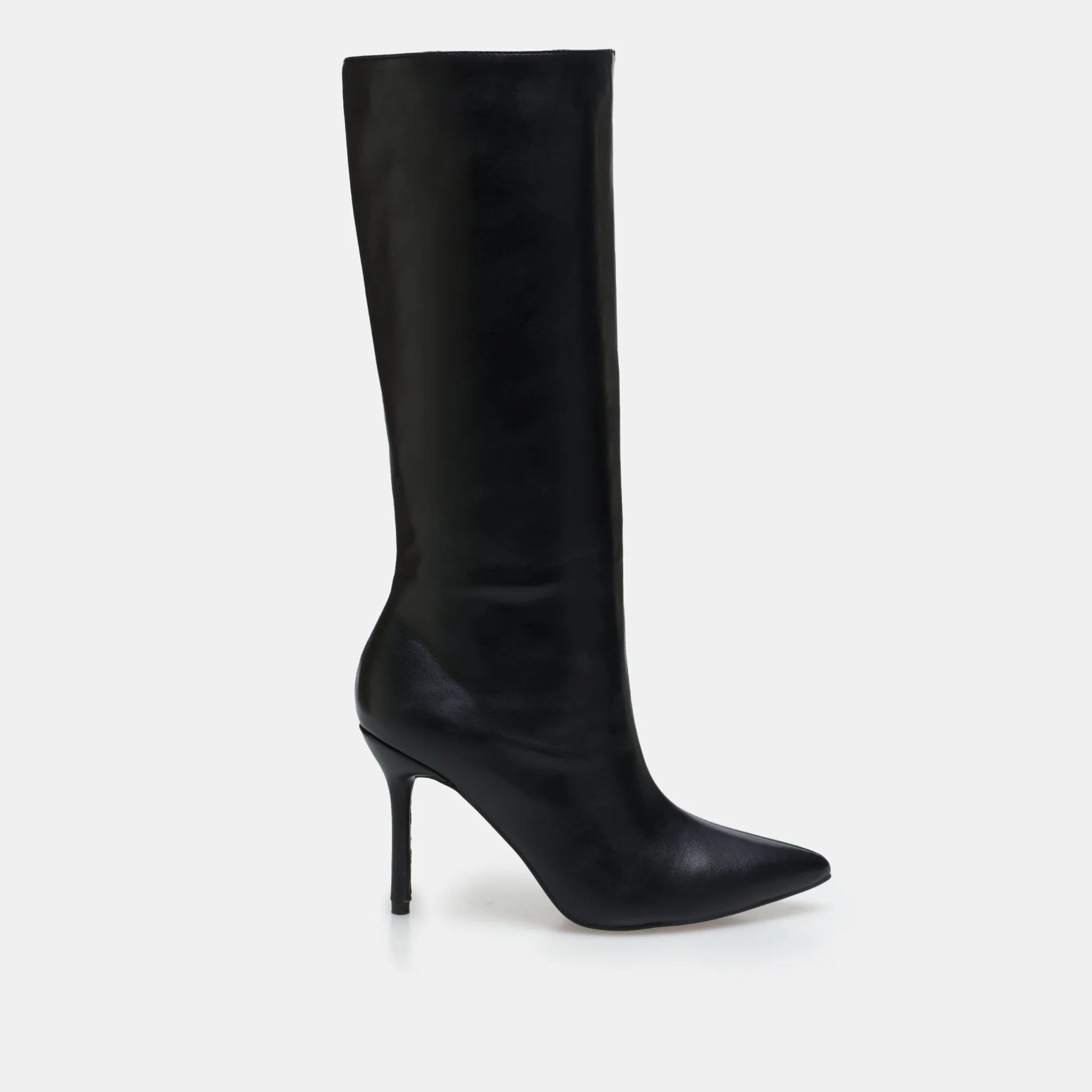Black Leather High Heel Knee-High Boots - Image 3