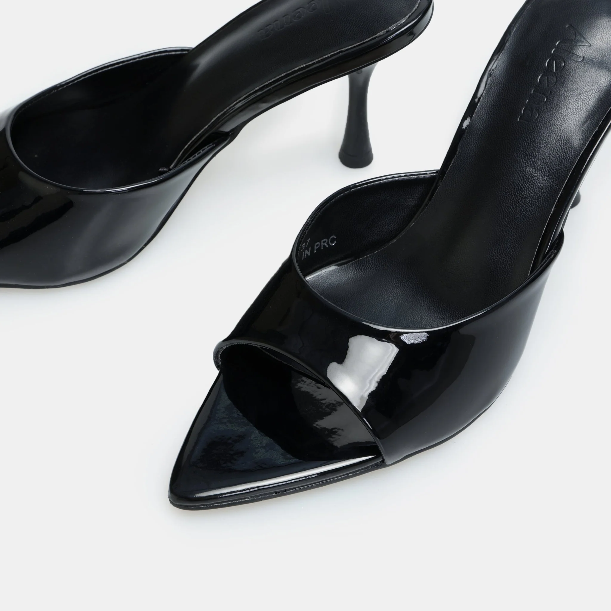 Black Patent Leather High Heel Mules - Image 2