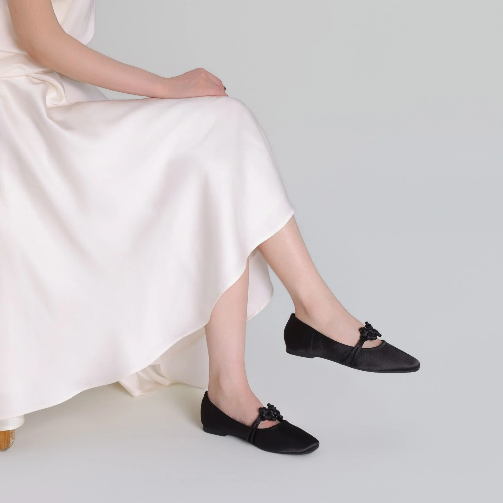 Black Satin Knot Flats - Image 3