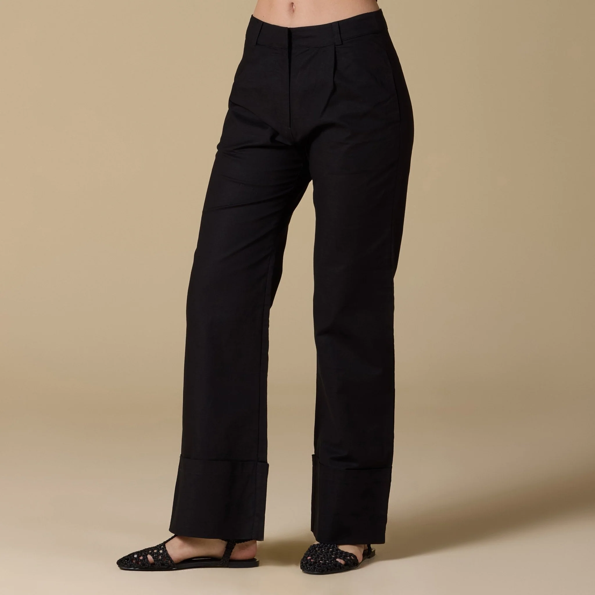 Black Wide Leg Linen Pants - Image 2