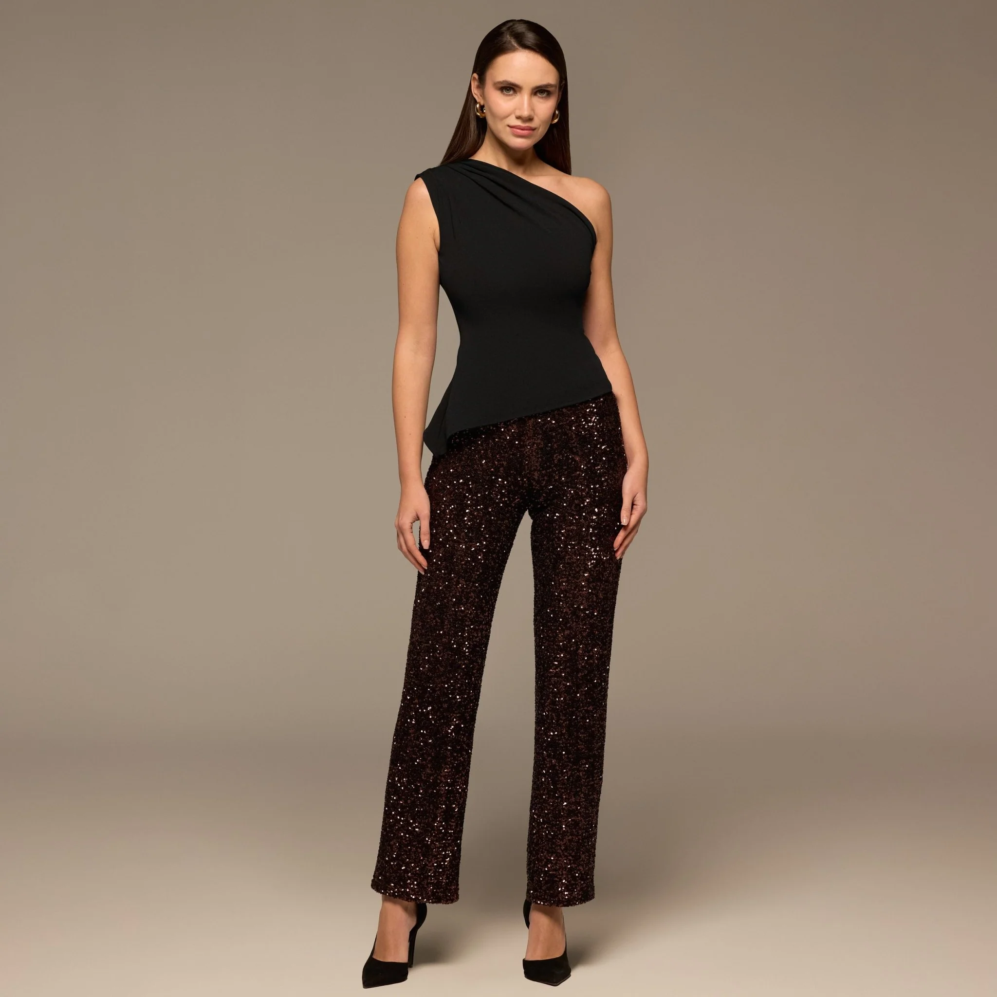 Brown Wide Leg Sequin Pants - Image 2