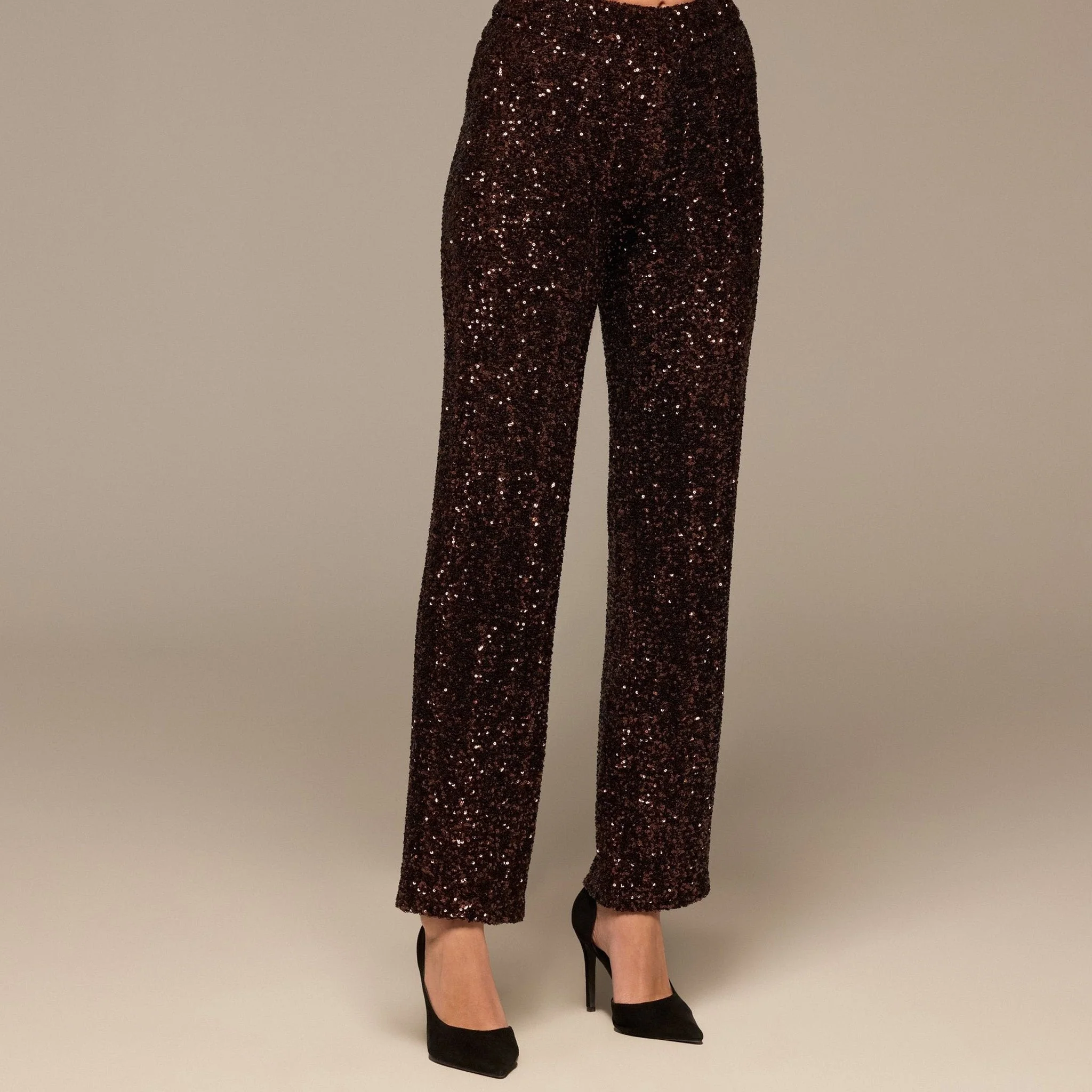 Brown Wide Leg Sequin Pants - Image 3