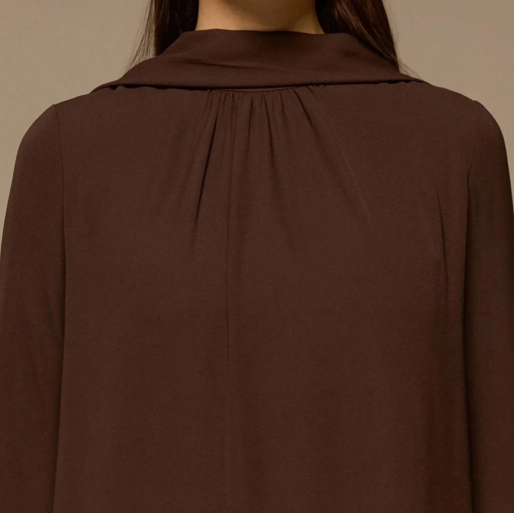 Brown High Neck Long Flared Sleeve Maxi Dress - Image 4