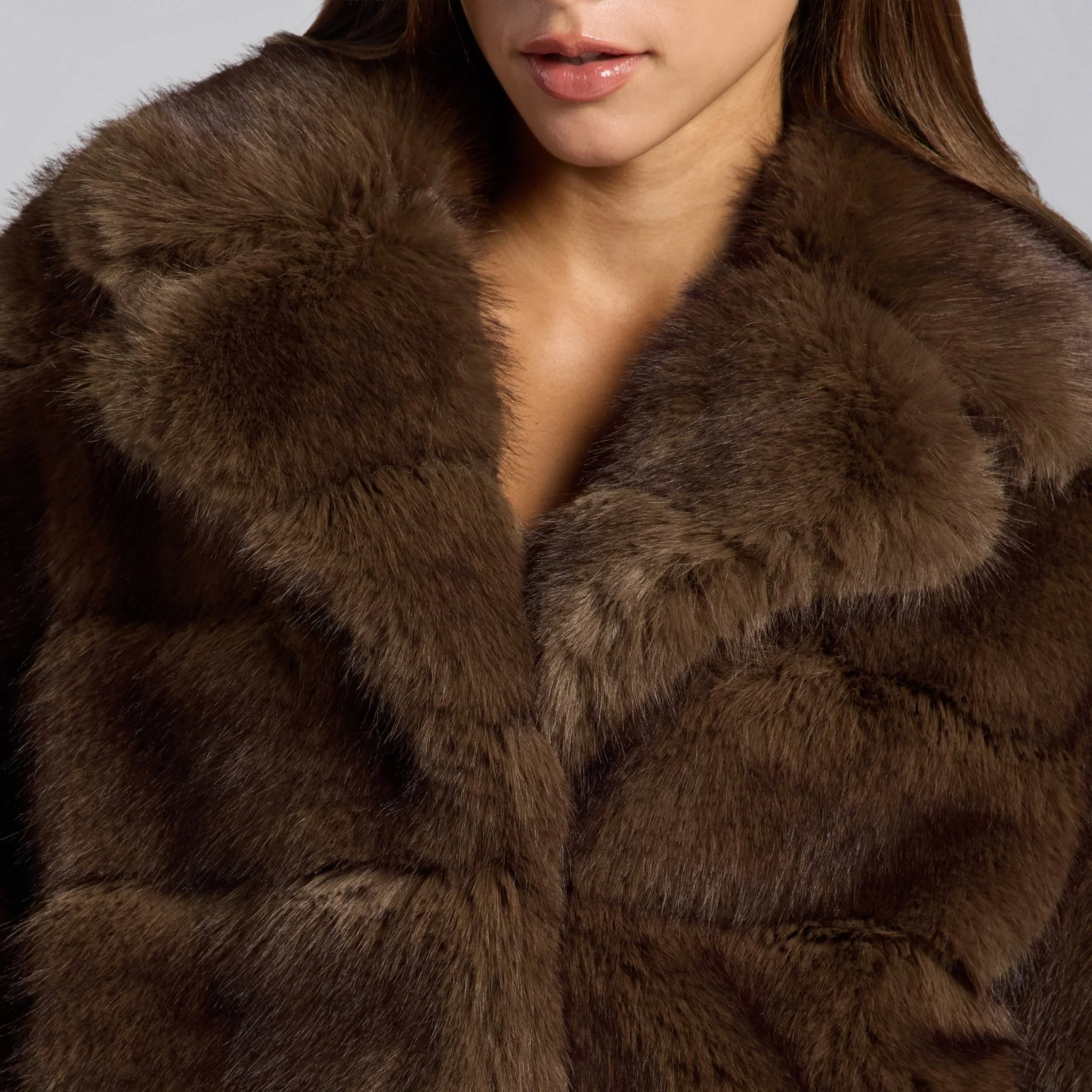 Brown Faux Sable Fur Jacket - Image 3