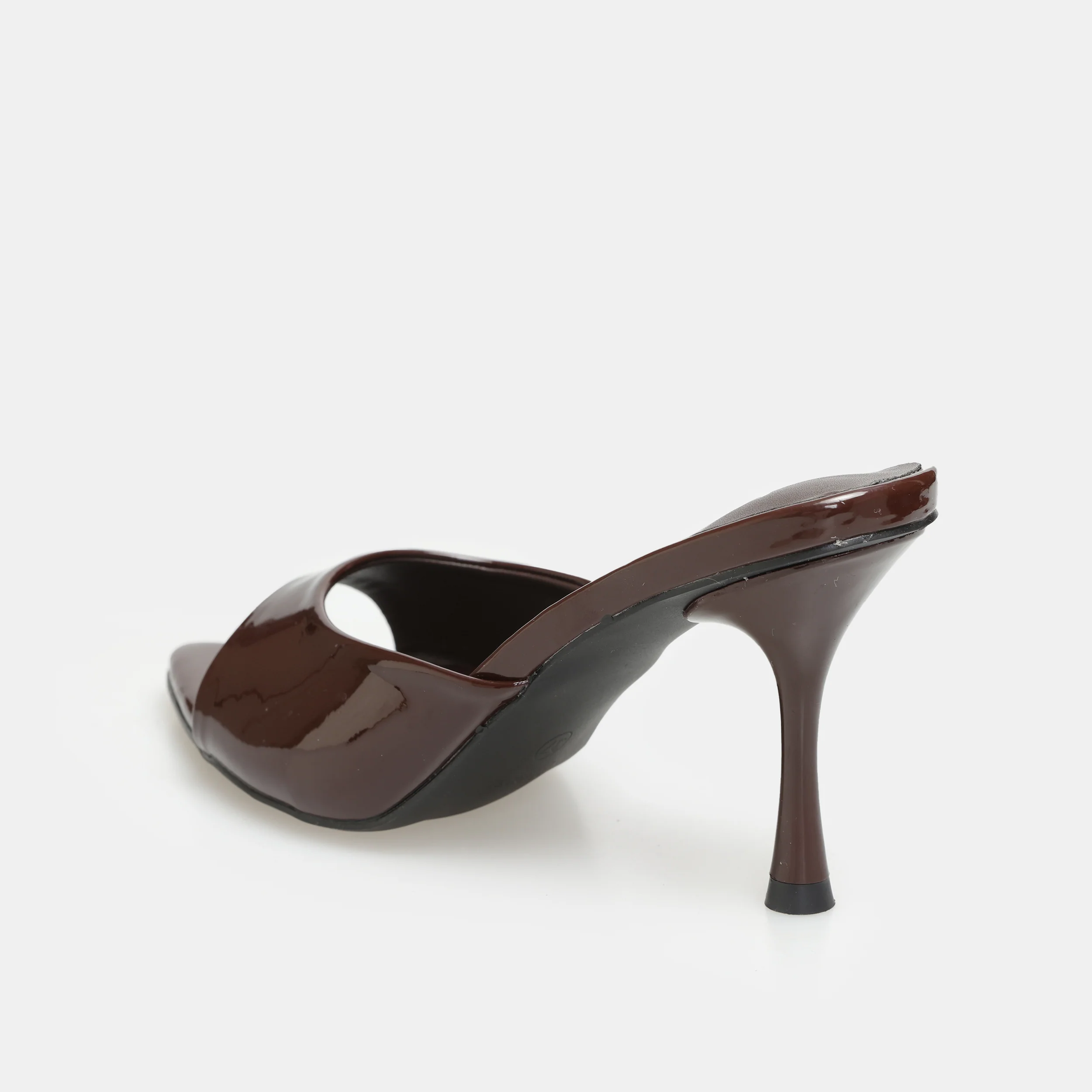 Brown Patent Leather High Heel Mules - Image 5