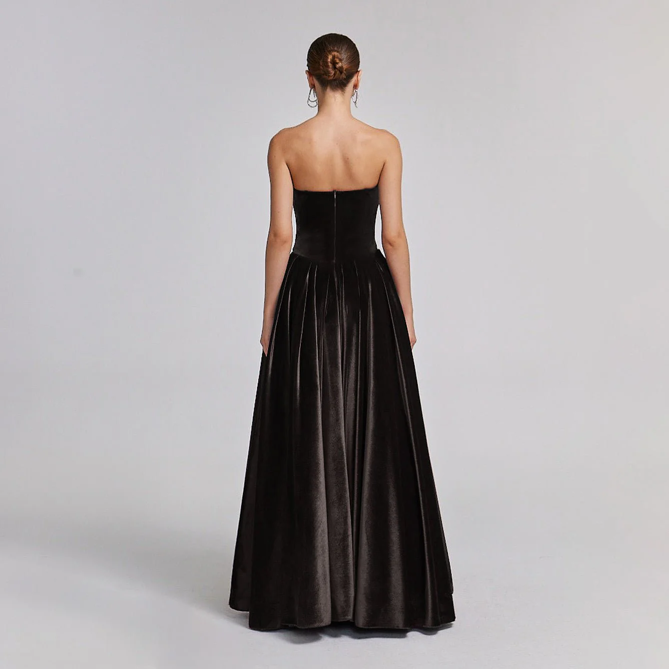 Brown Strapless Velvet Corset Gown - Image 4