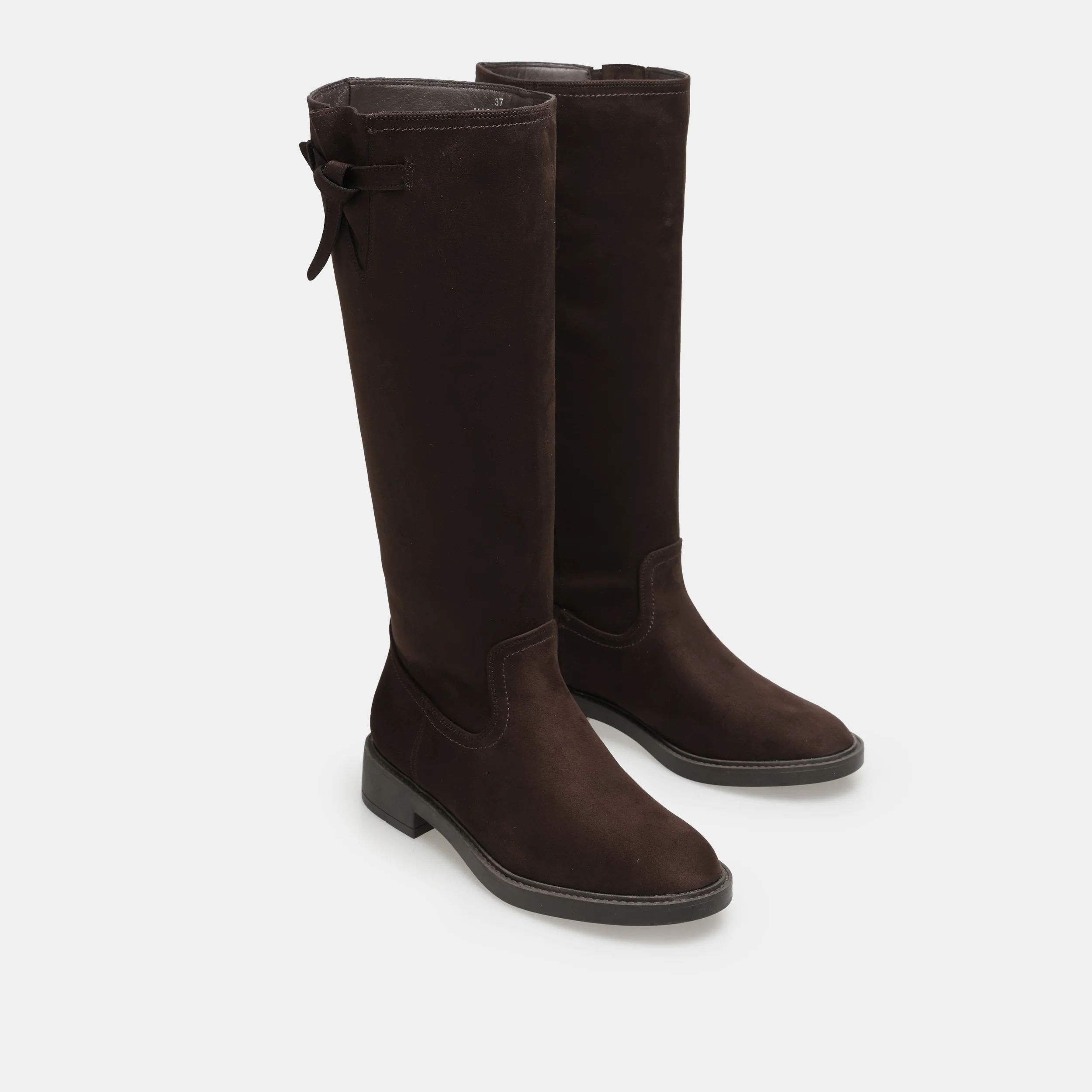 Dark Brown Suede Knee-High Boots - Image 3