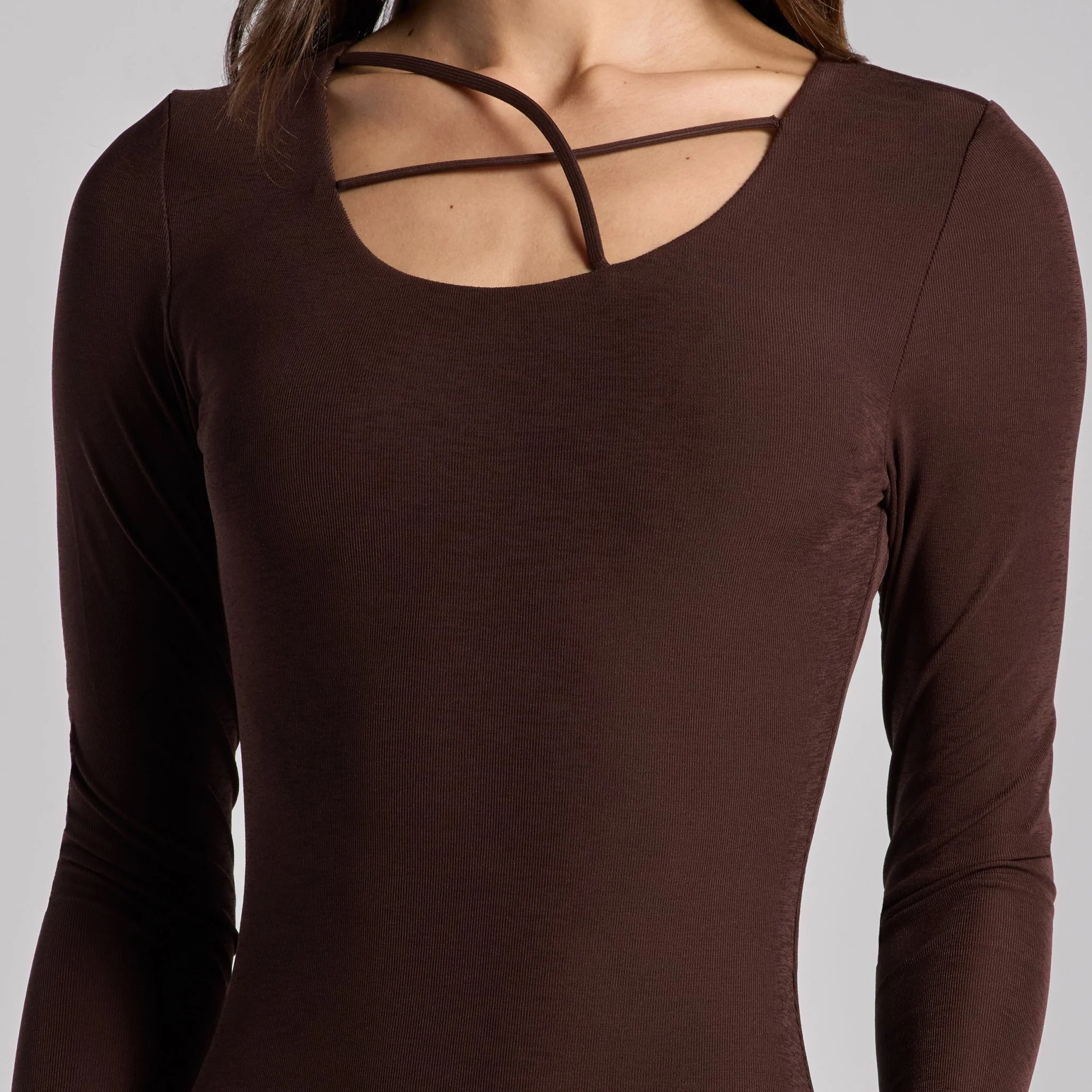 Brown Twist Detail Jersey Maxi Dress - Image 3