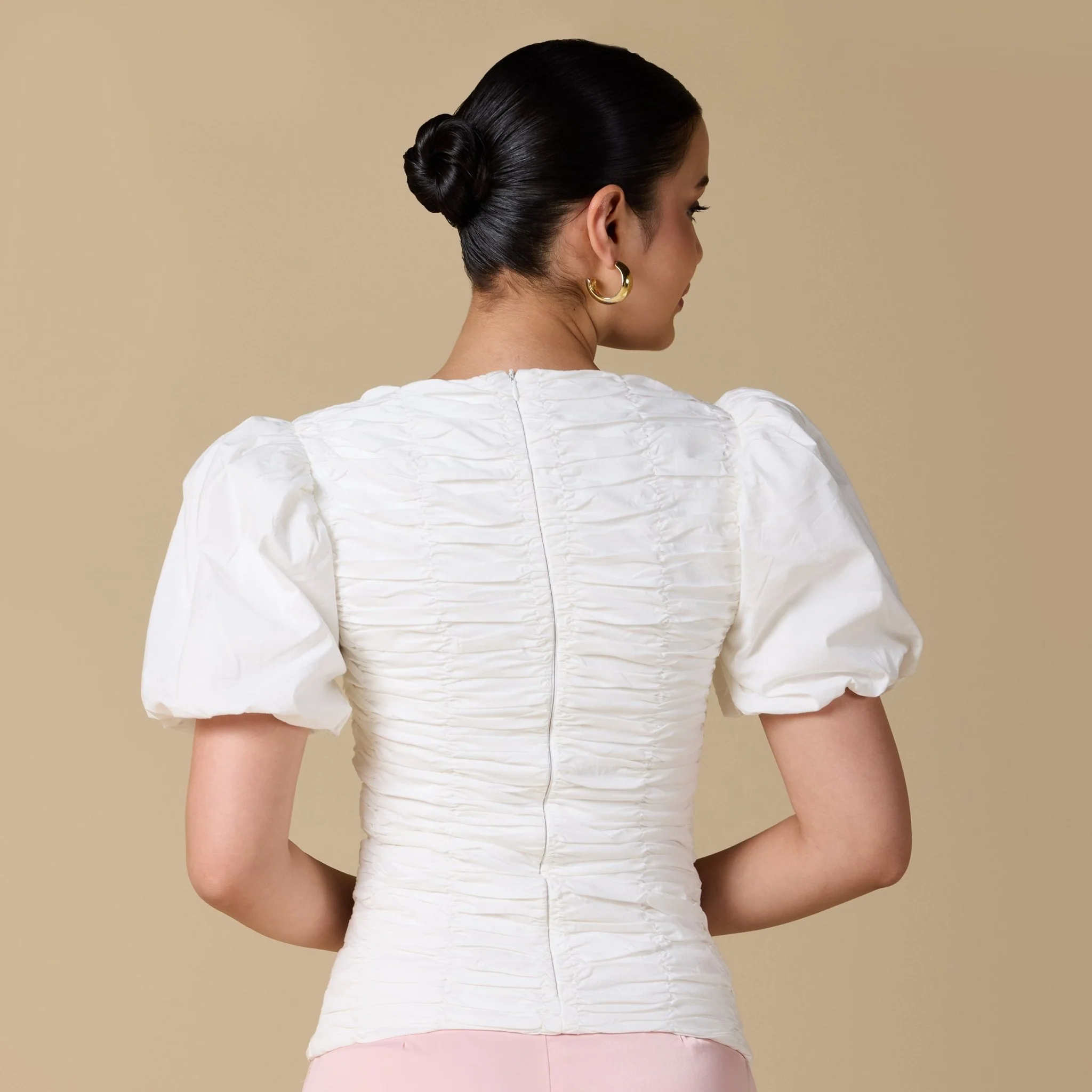 Buffed  Short Sleeves Poplin Dress - Image 4