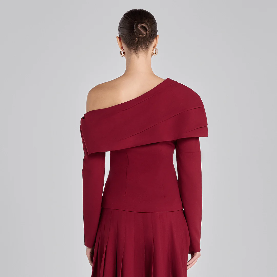Burgundy Dropped Shoulder Long Sleeve Top - Image 6