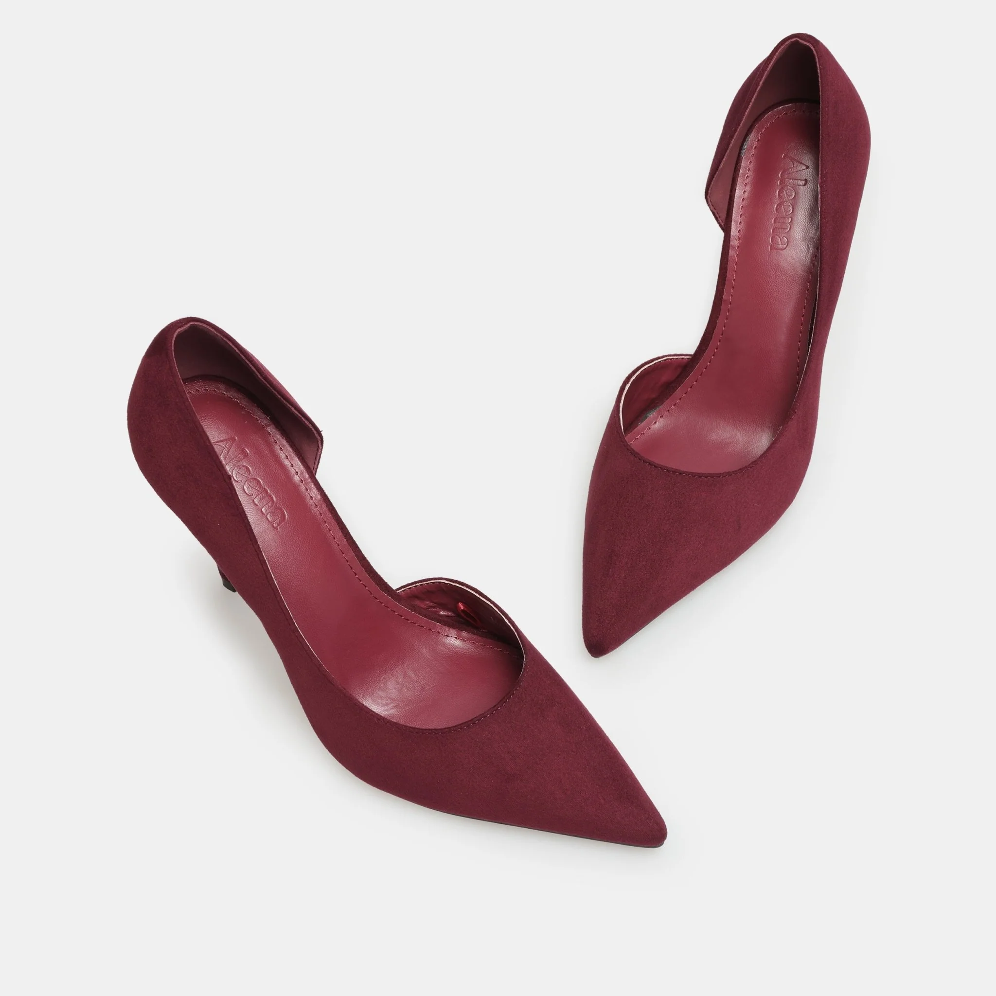 Burgundy Suede Pointed Toe Pumps - Image 4