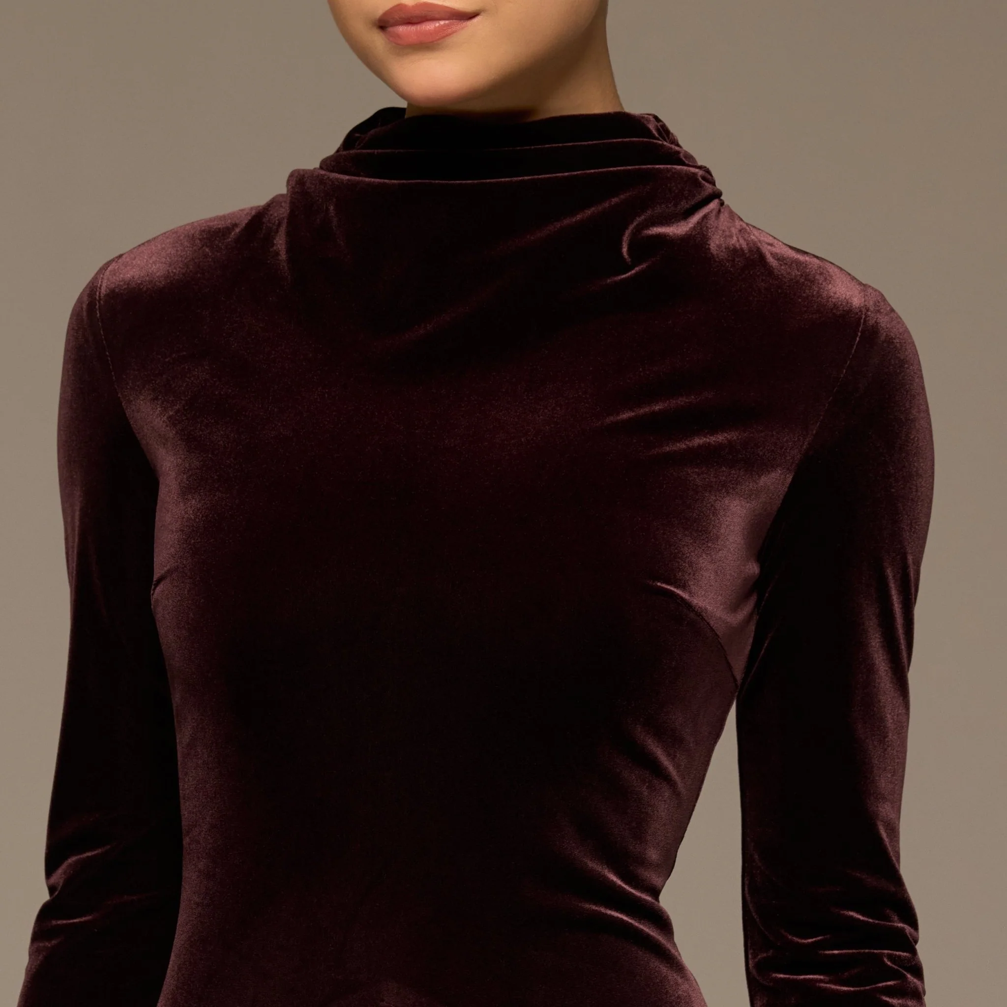 Dark Purple Velvet Cowl Neck Maxi Dress - Image 4