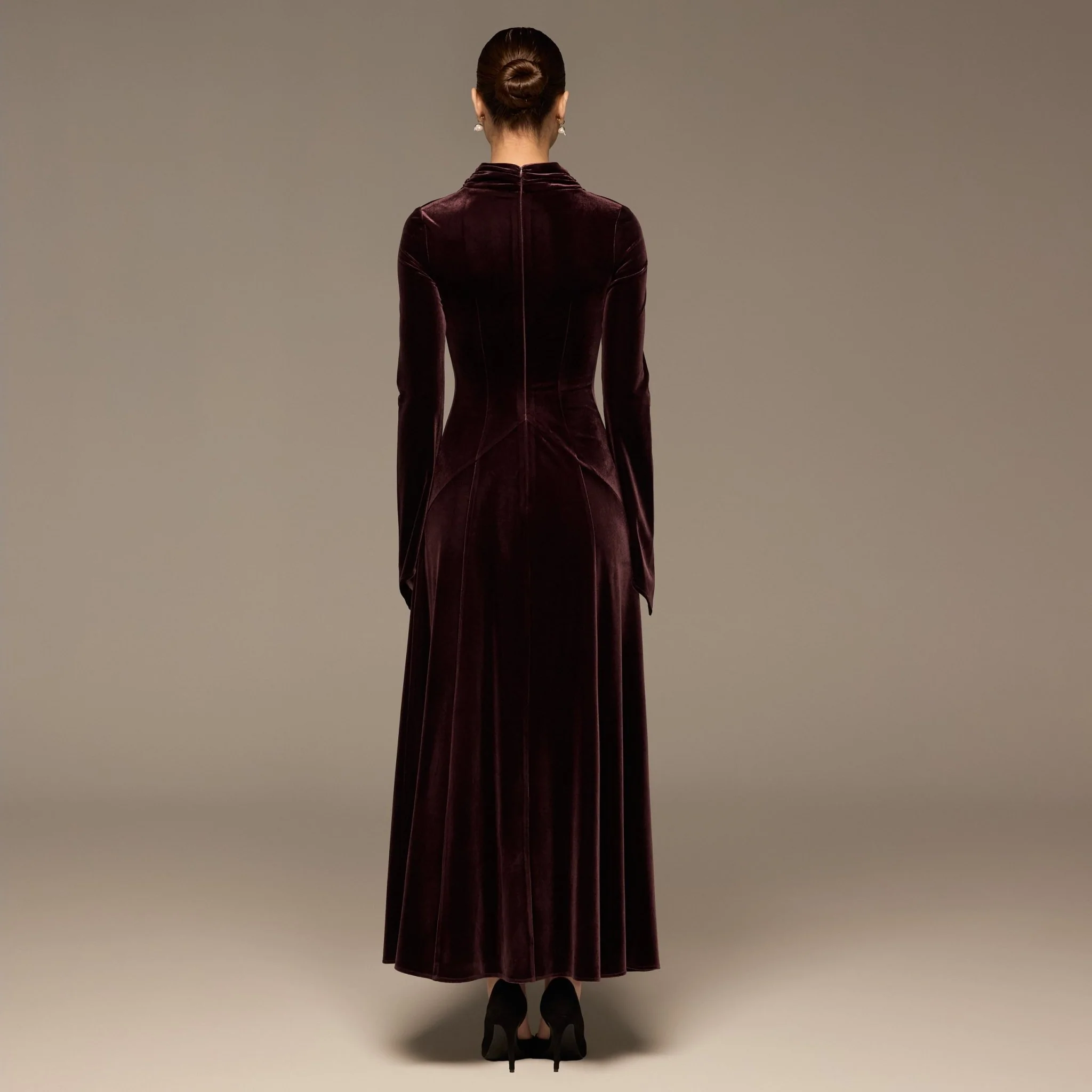 Dark Purple Velvet Cowl Neck Maxi Dress - Image 5