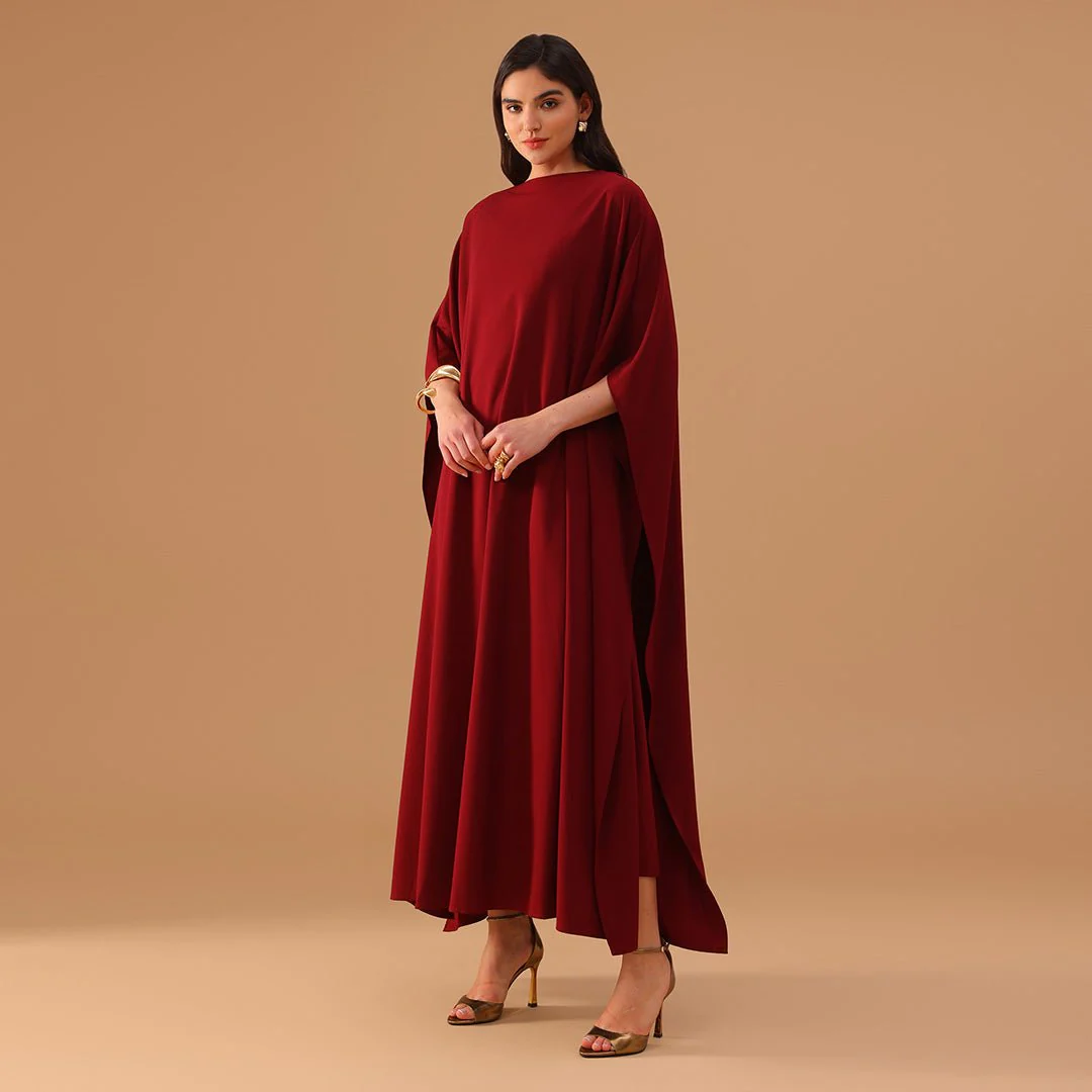 Cap Cut Sleeves Red Jalabya - Image 2