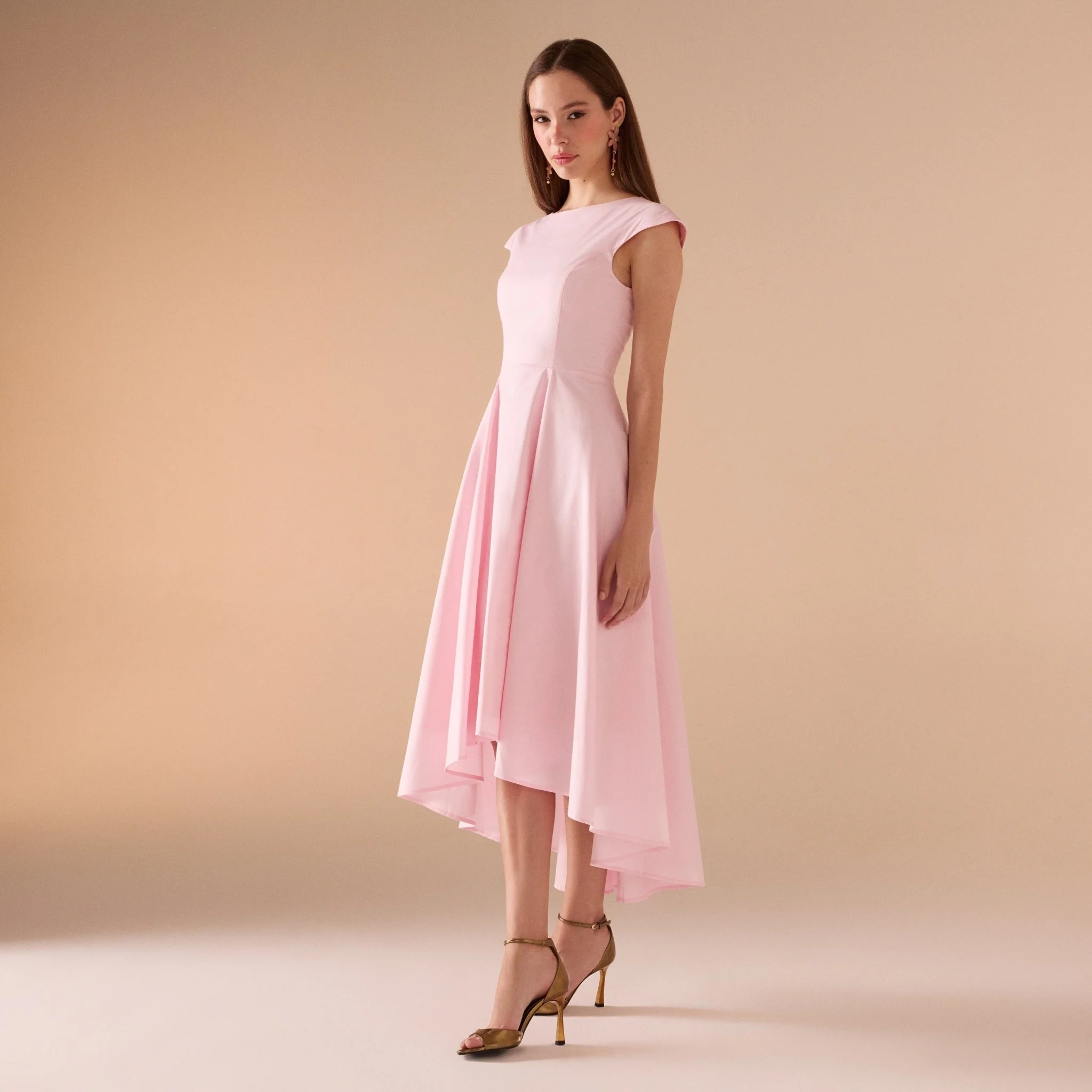 Cap Sleeves Poplin Midi Dress - Image 3