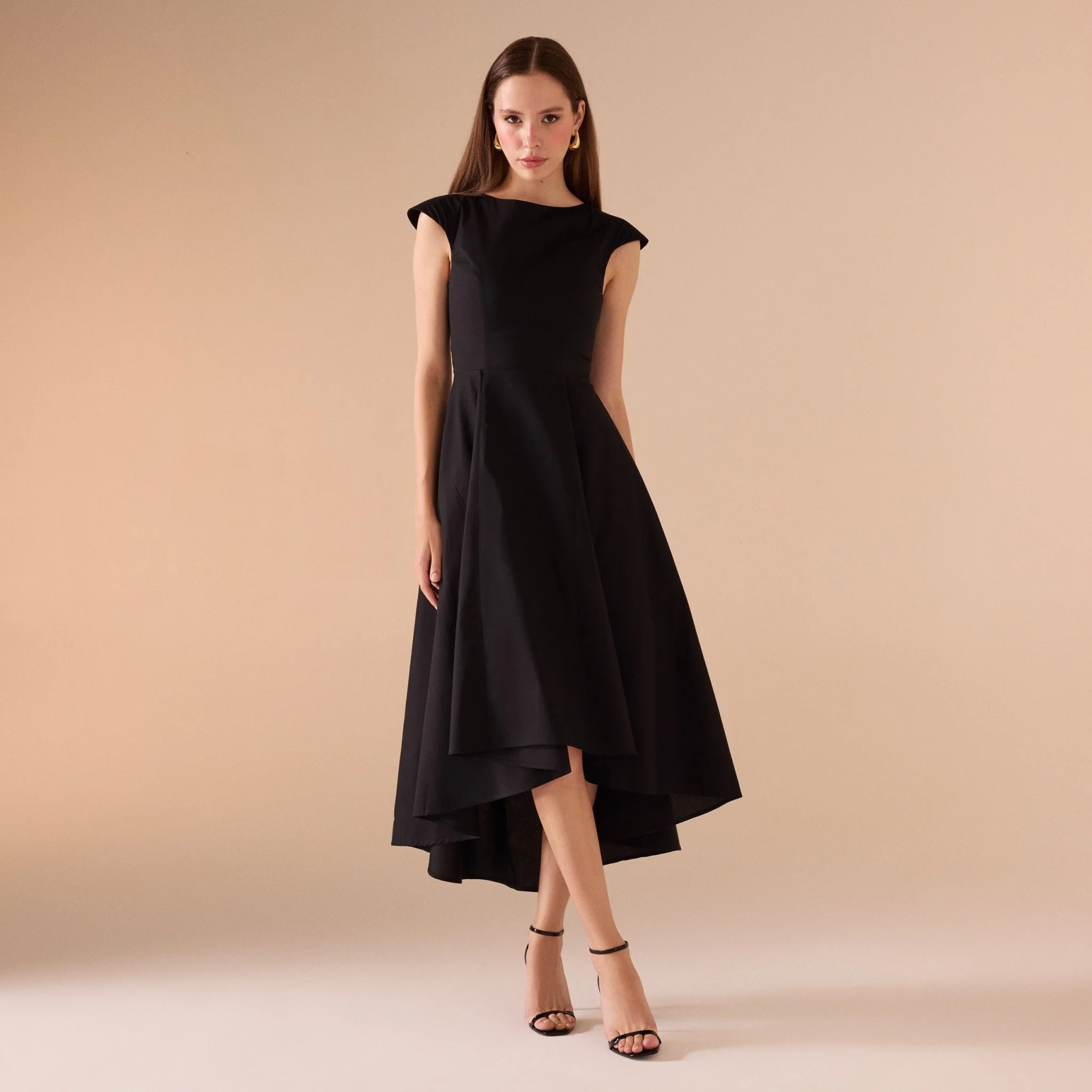 Cap Sleeves Poplin Midi Dress - Image 6