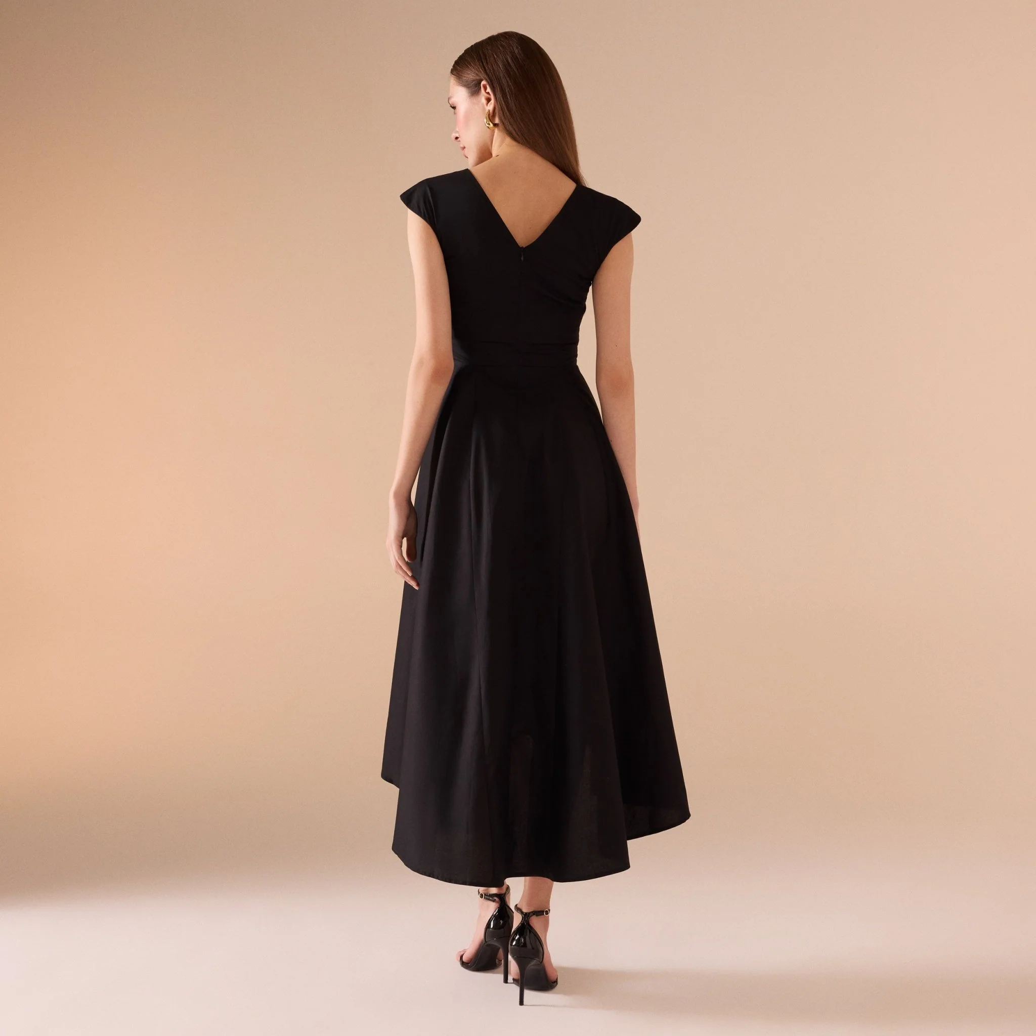 Cap Sleeves Poplin Midi Dress - Image 9