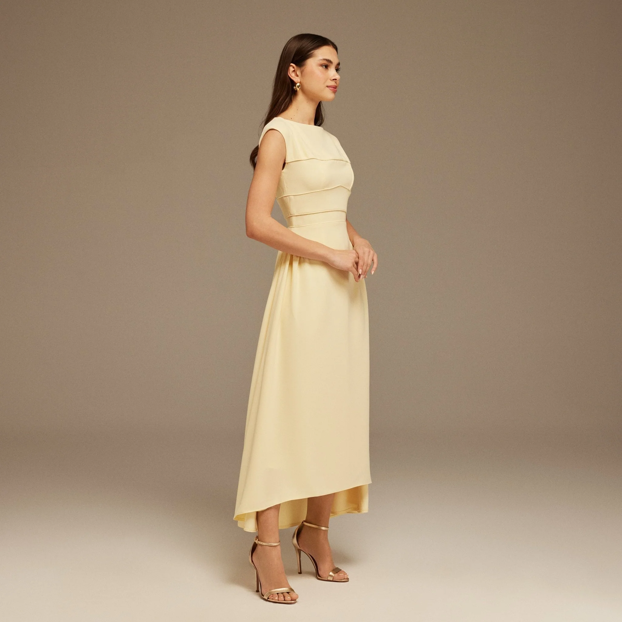 Cap Sleeves Wide Neck Dress - Image 2
