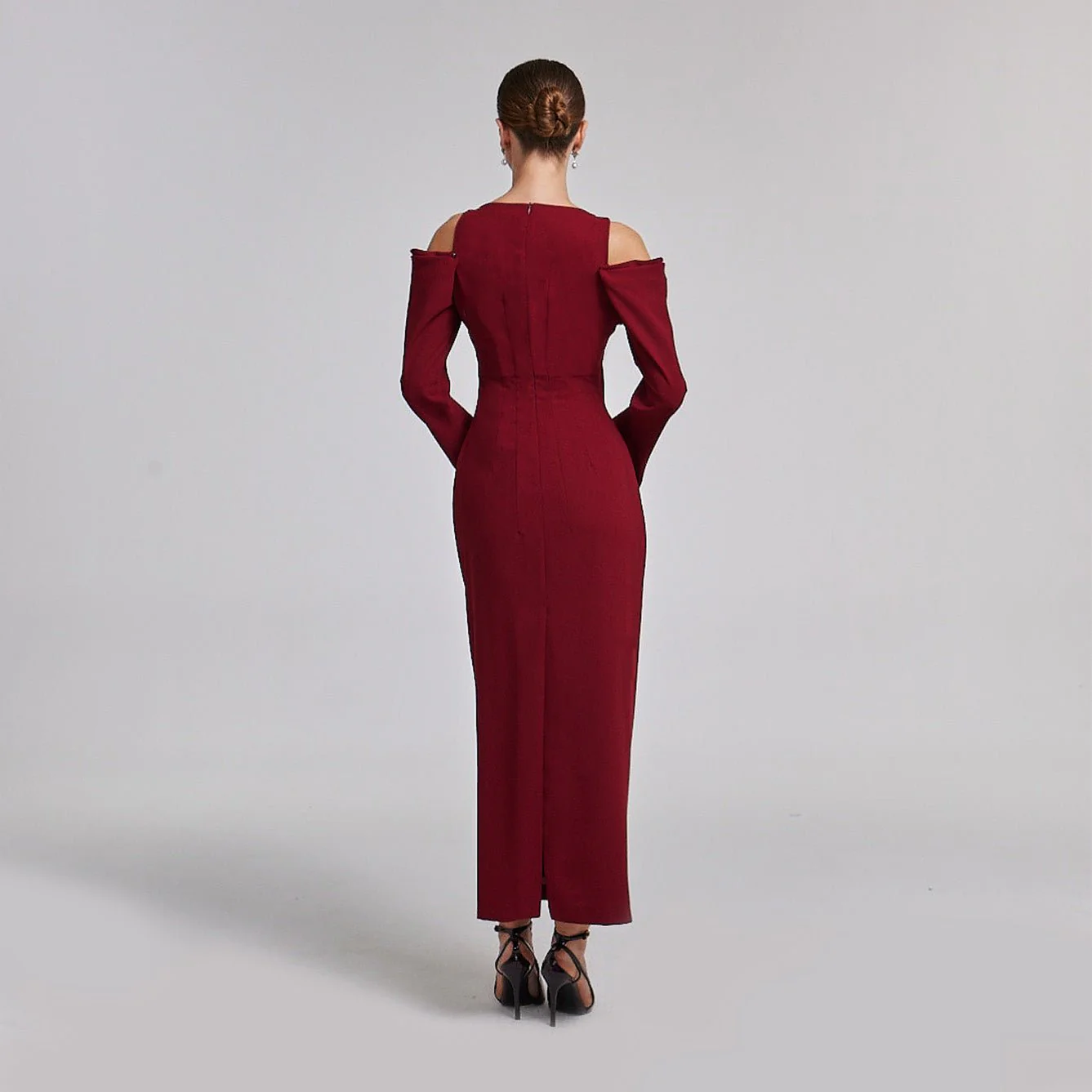 Cold Shoulder Maxi Dress with Sleeves - Image 3
