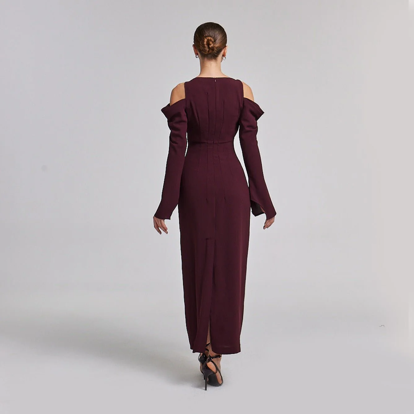 Cold Shoulder Maxi Dress with Sleeves - Image 8