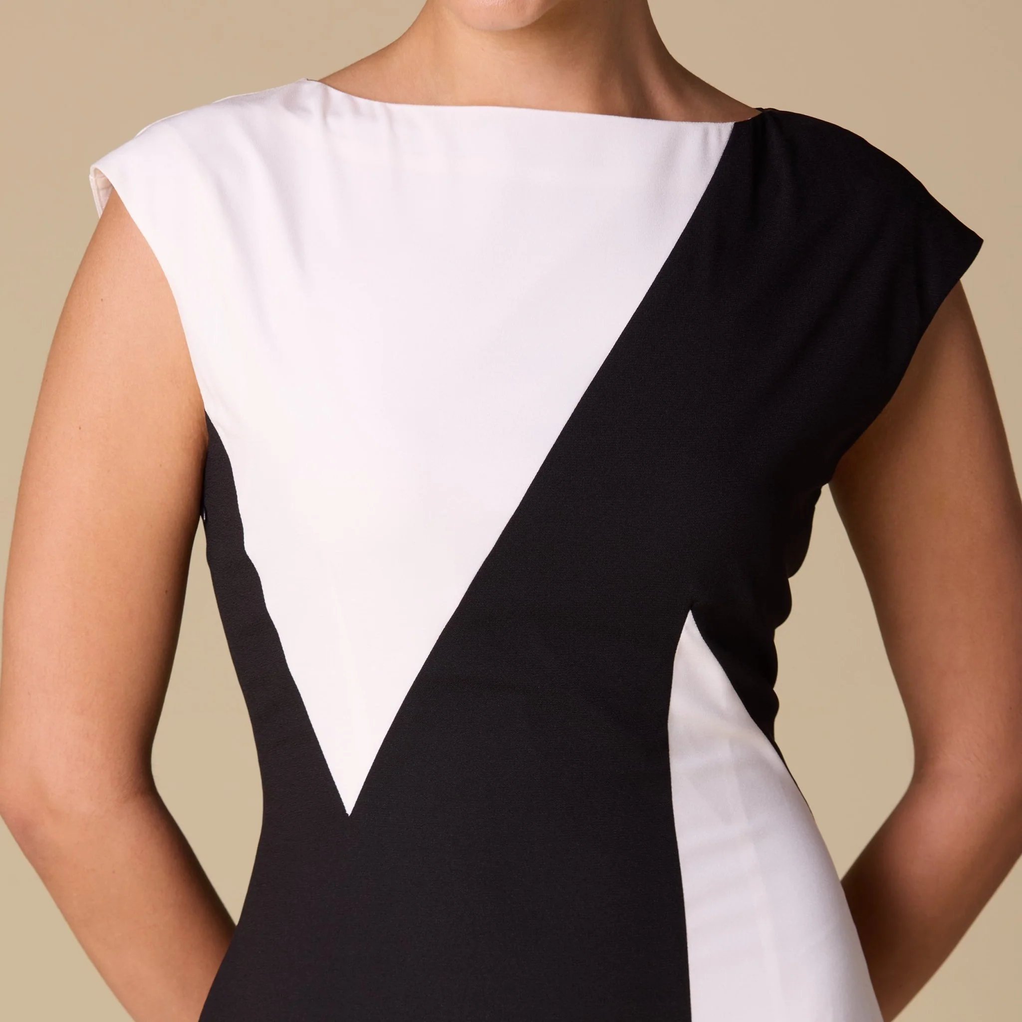 Black & White Color Block A-line Midi Dress - Image 3