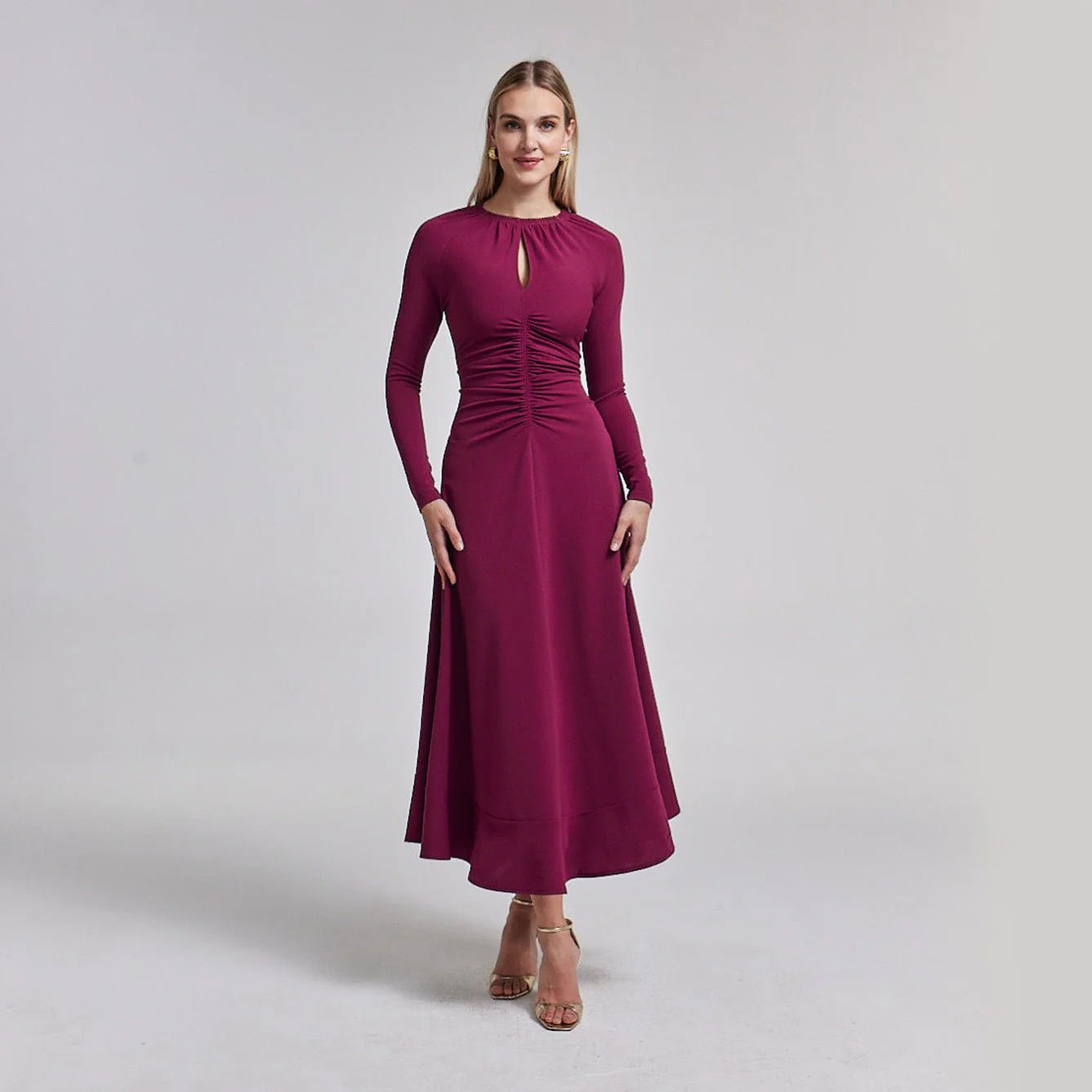 Corset Waist Long Sleeve Dress