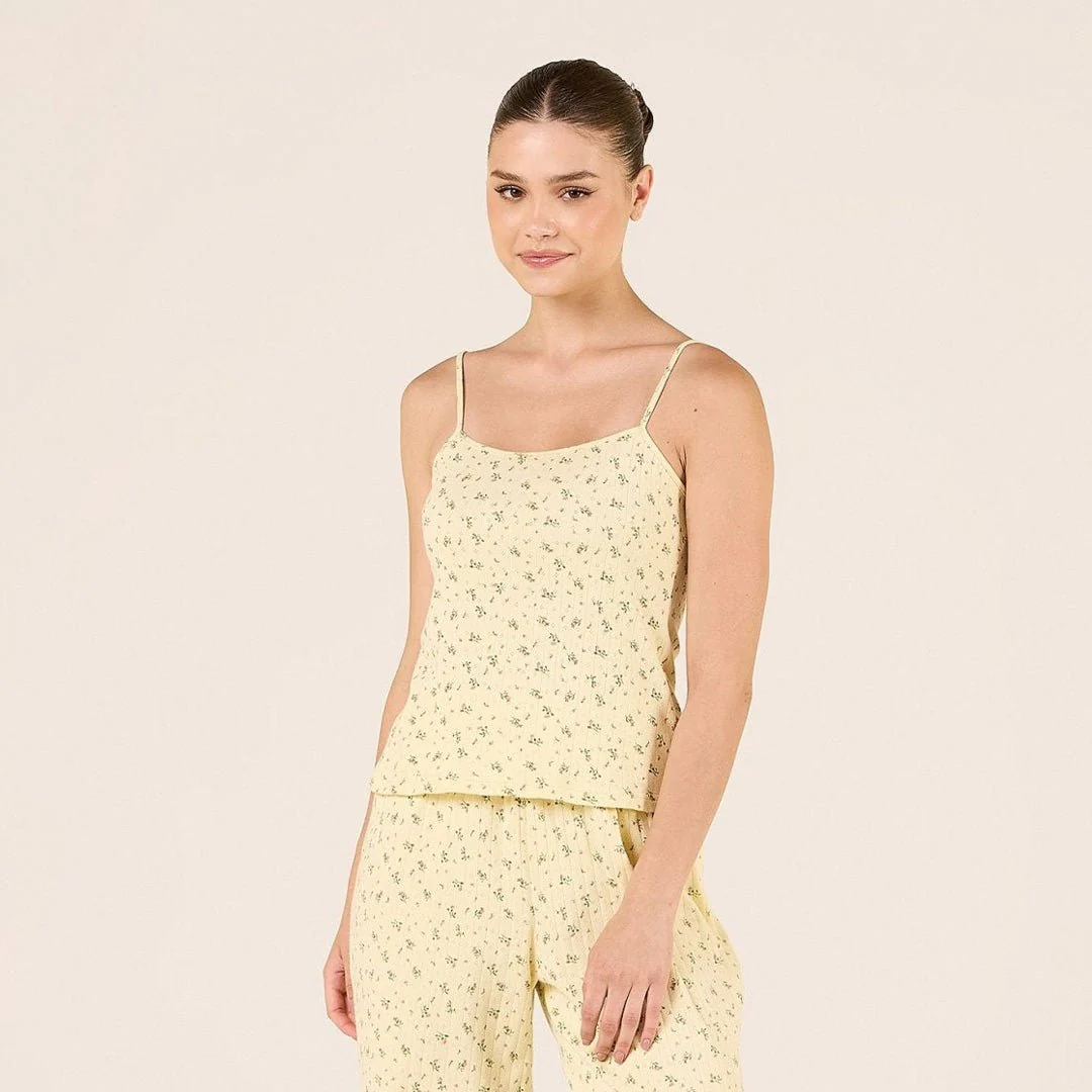 Yellow Cotton Adjustable Spaghetti Strap Top