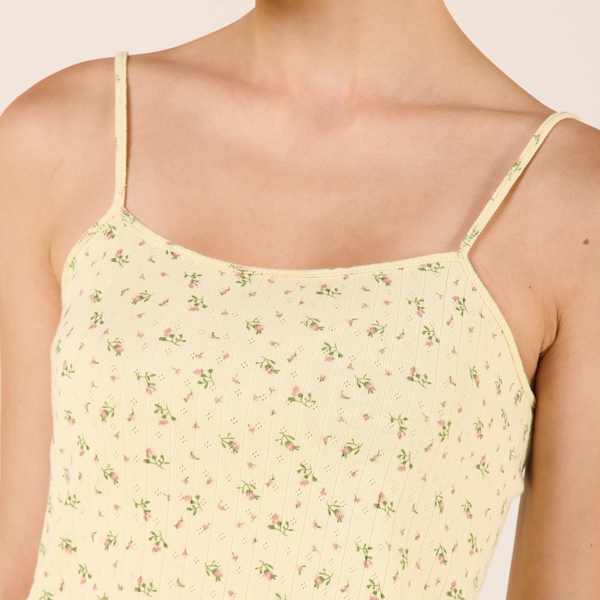 Yellow Cotton Adjustable Spaghetti Strap Top - Image 3