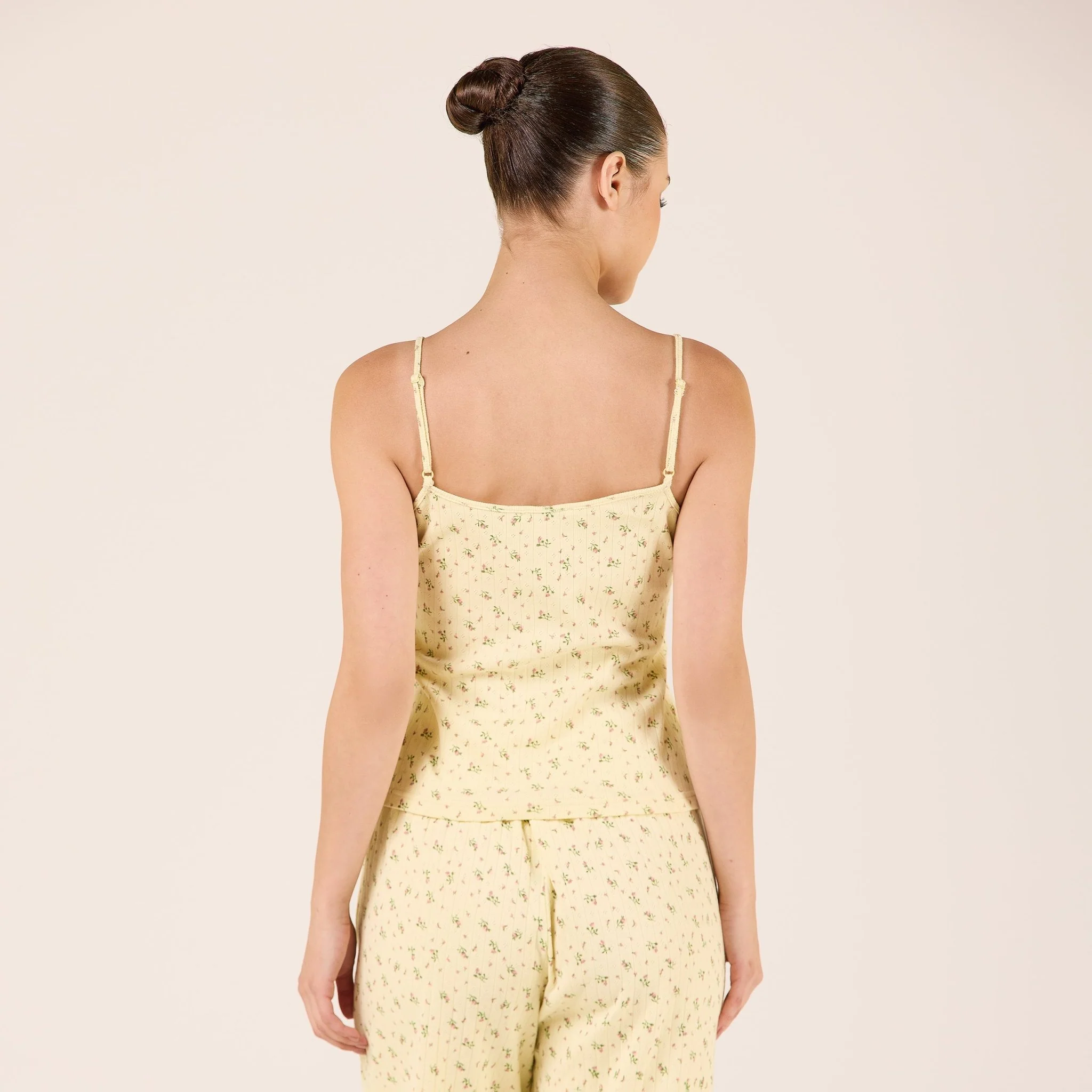 Yellow Cotton Adjustable Spaghetti Strap Top - Image 4