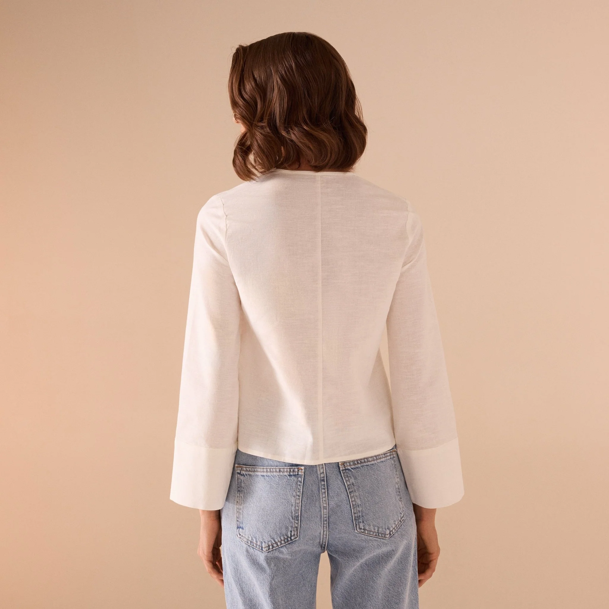 Linen Cotton Blended Shirt With Tie Straps - Image 2