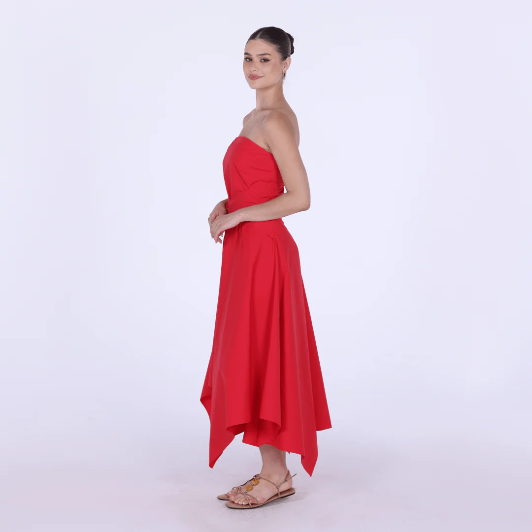 Cotton Poplin One-Shoulder Wrapped Midi Dress - Image 2